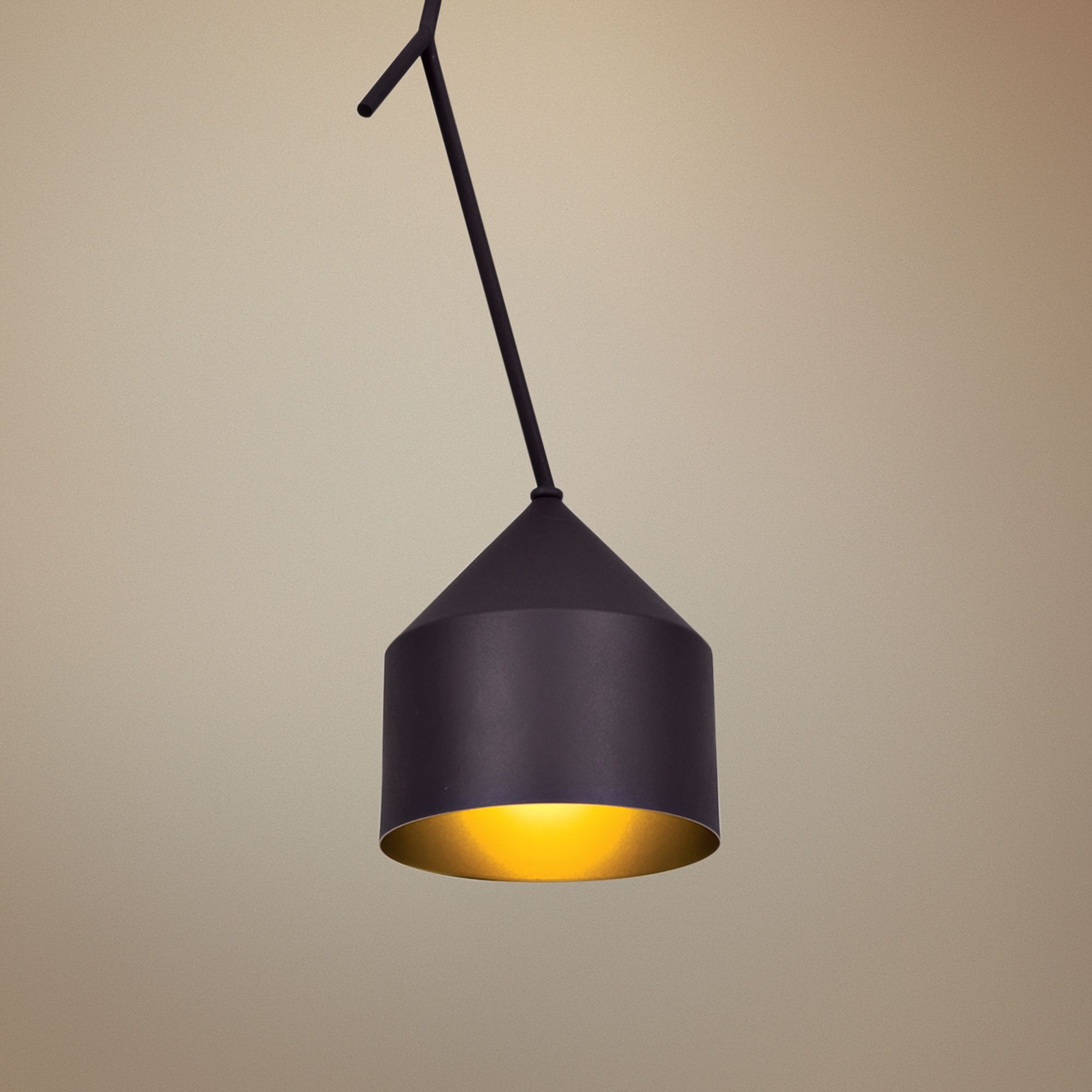 Pizzazz 8 1/4" Wide Black and Gold LED Mini Pendant