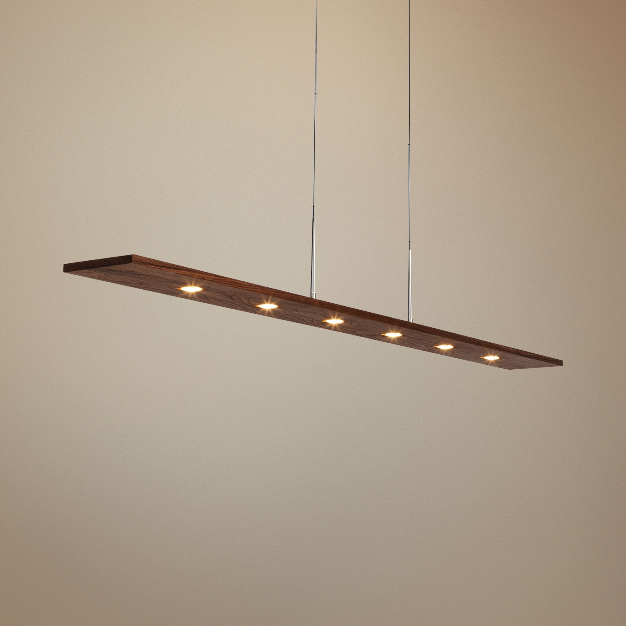 Cerno Vix 82 82"W Walnut Wood Kitchen Island Light Pendant
