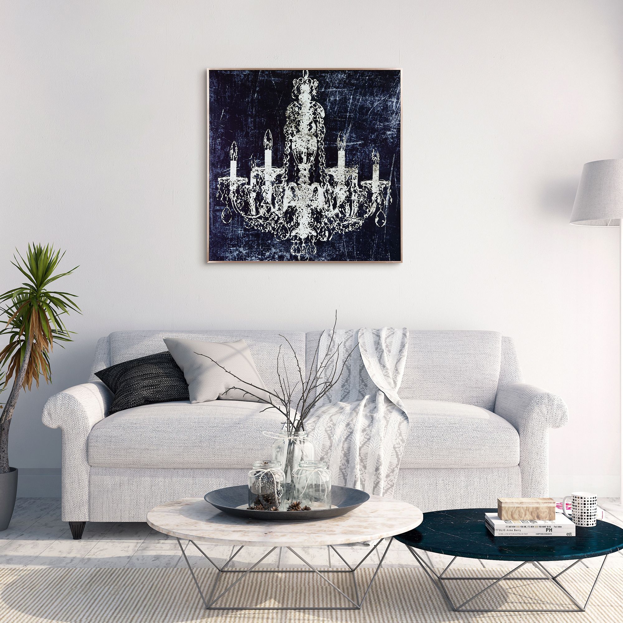 8 Candle Lights 32" Square Framed Glass Wall Art