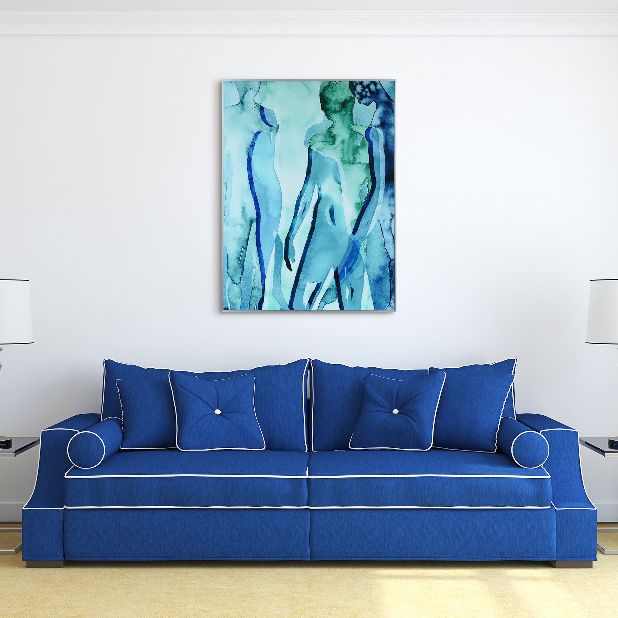 Green Silhouette 40" High Abstract Framed Glass Wall Art