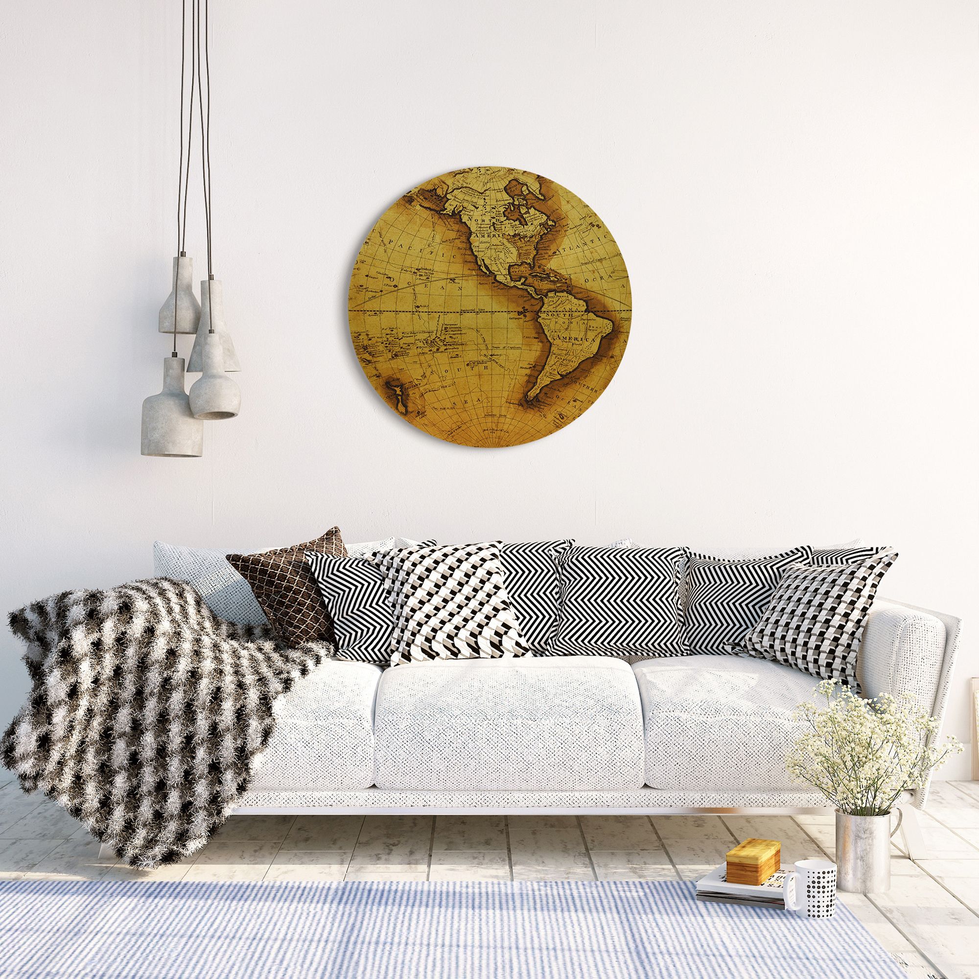 Hemisphere A 24" Circular Giclee Gold Canvas Wall Art