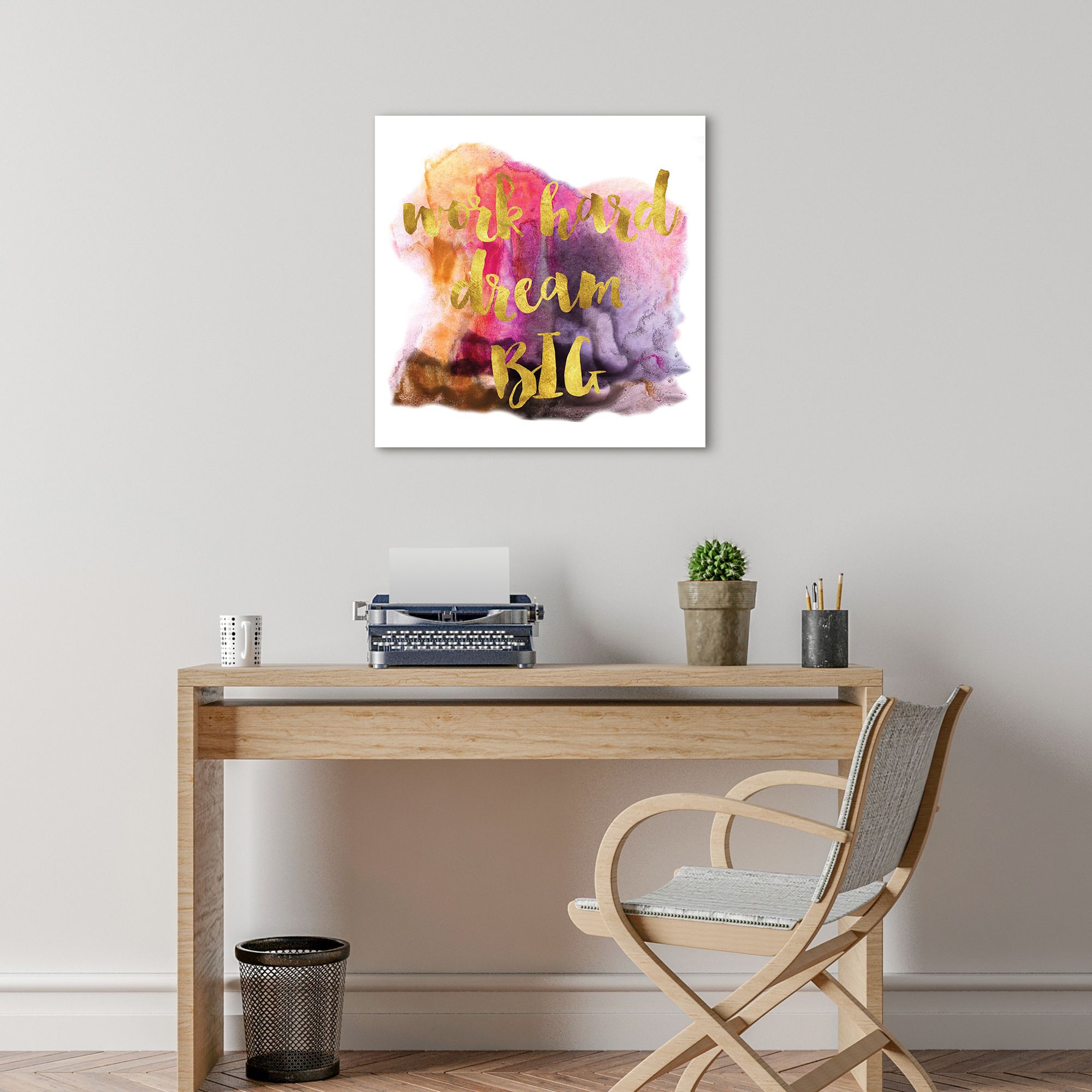 Work Hard Dream Big 24" Square Frameless Glass Wall Art