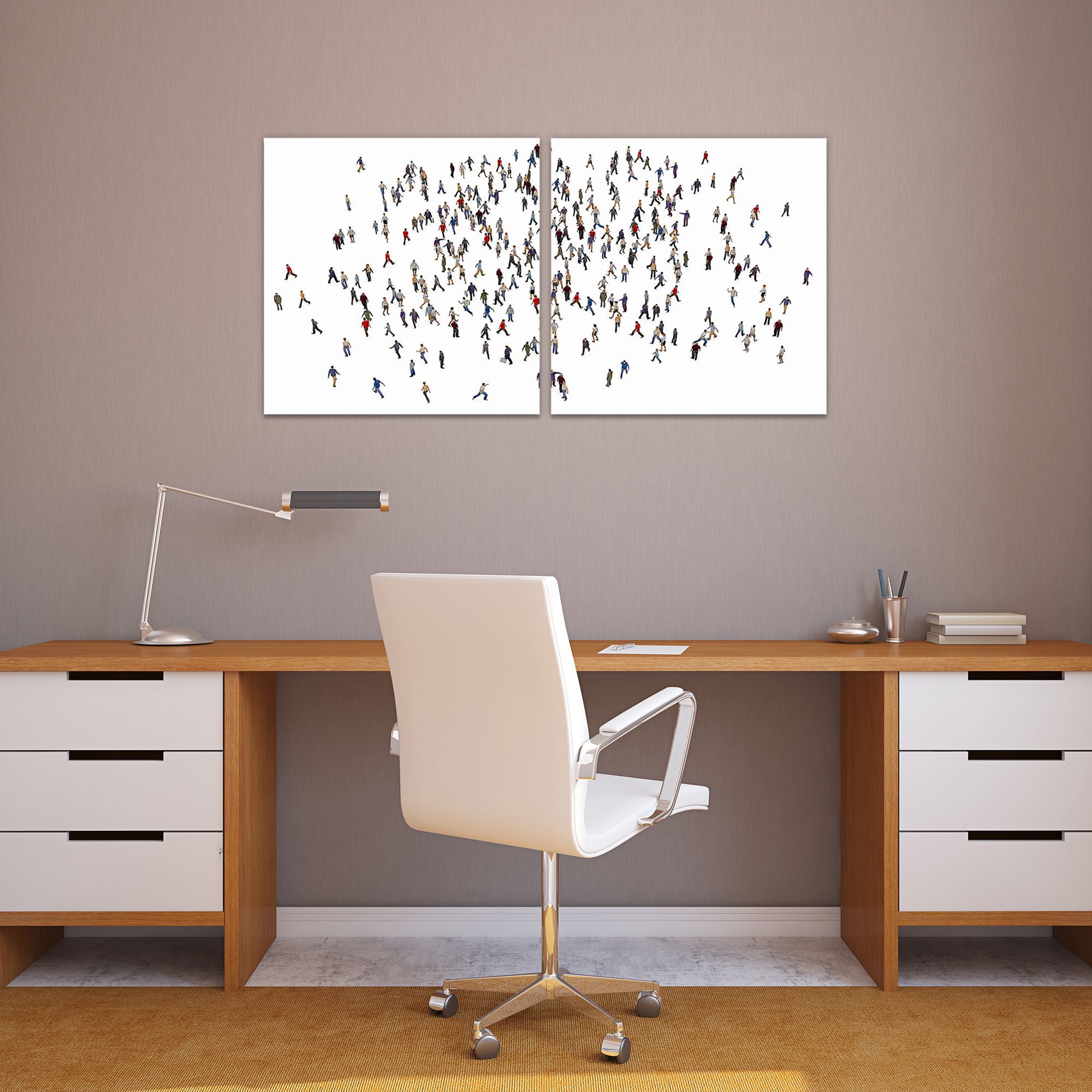 People 24" Square 2-Piece Frameless Glass Wall Art Set