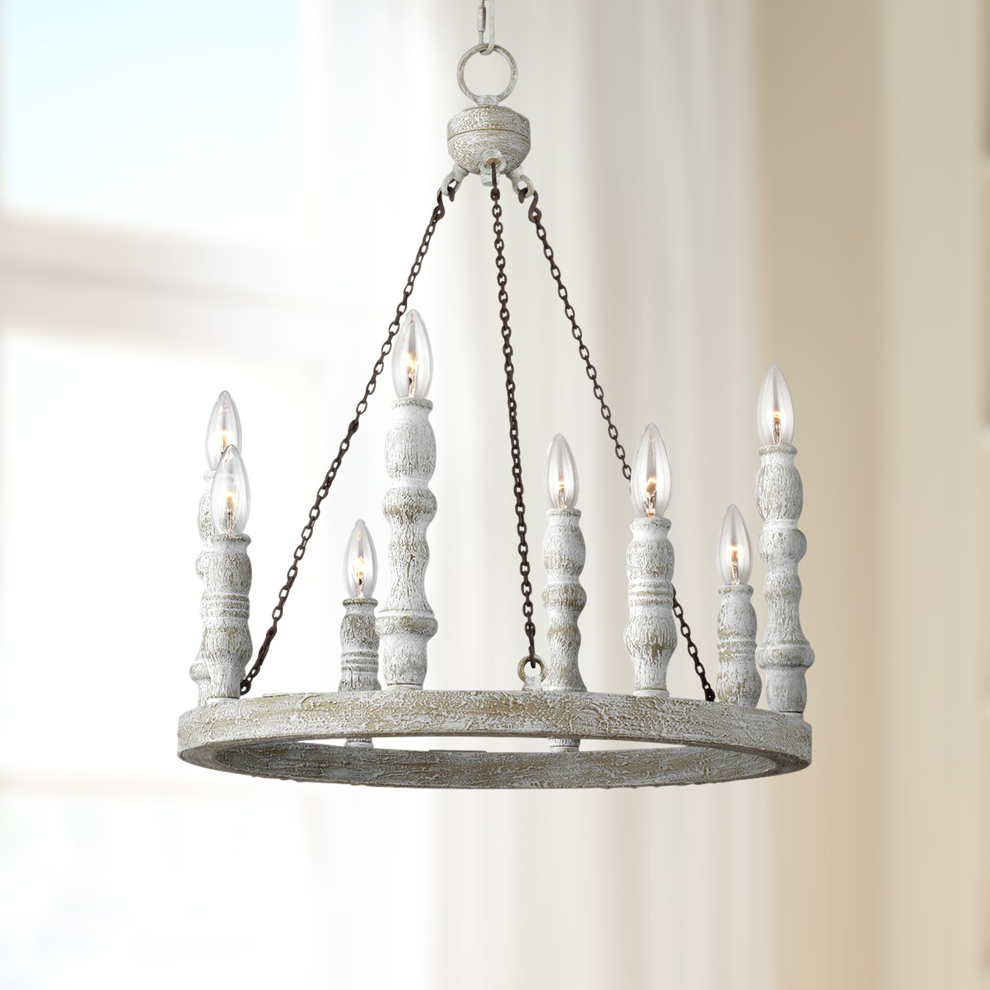 Norridge 20" Wide 8-Light Distressed Fence Board Chandelier