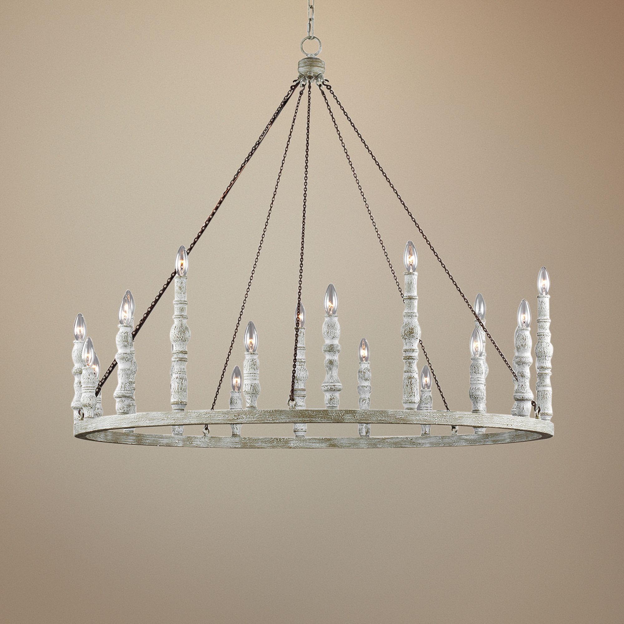 Norridge 46 1/2"W 20-Light Distressed Fence Board Chandelier