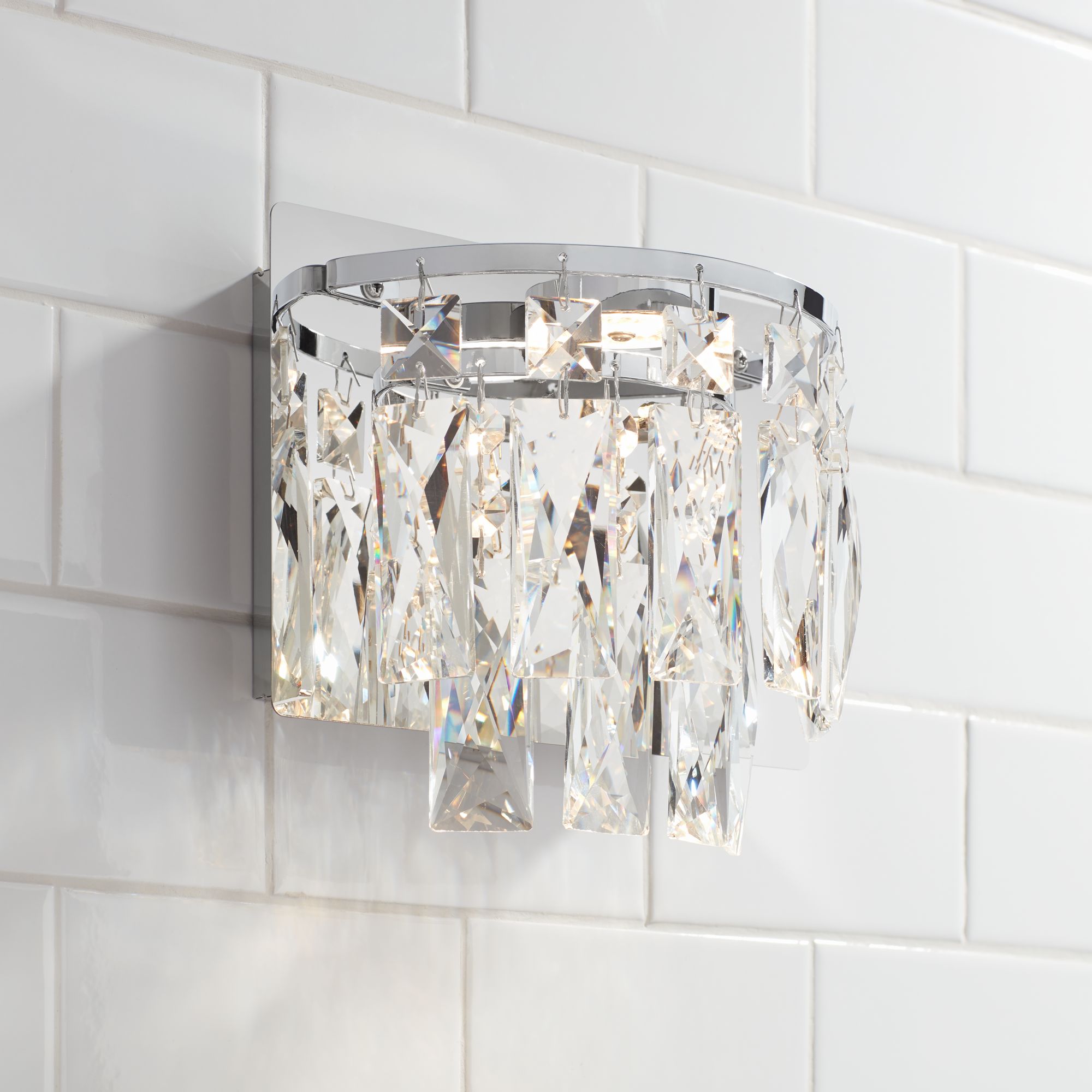 Villette 6 3/4" High Chrome and Crystal LED Wall Sconce