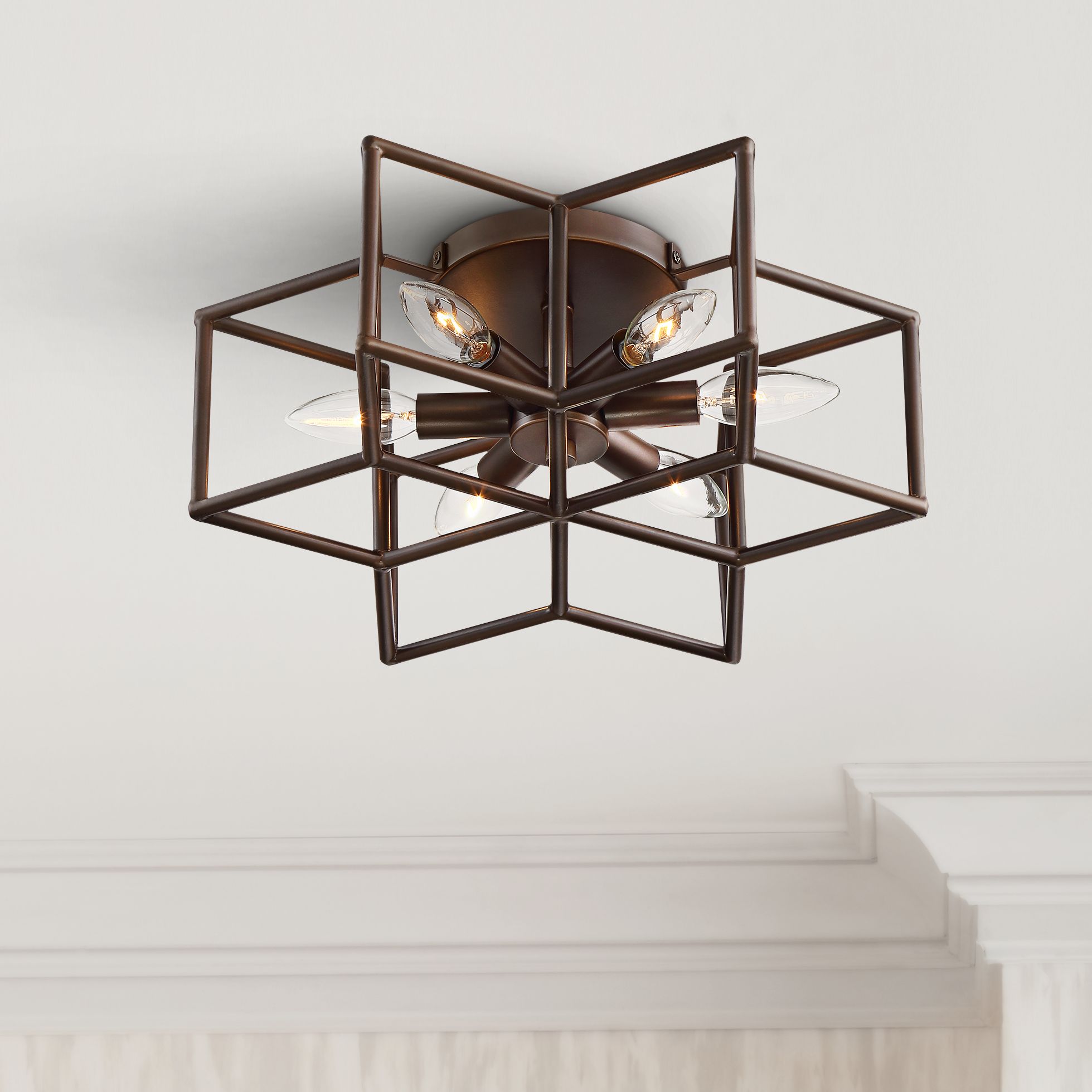 Cosmos 6 Point Star Oil Rubbed Bronze 6 Light Ceiling Light