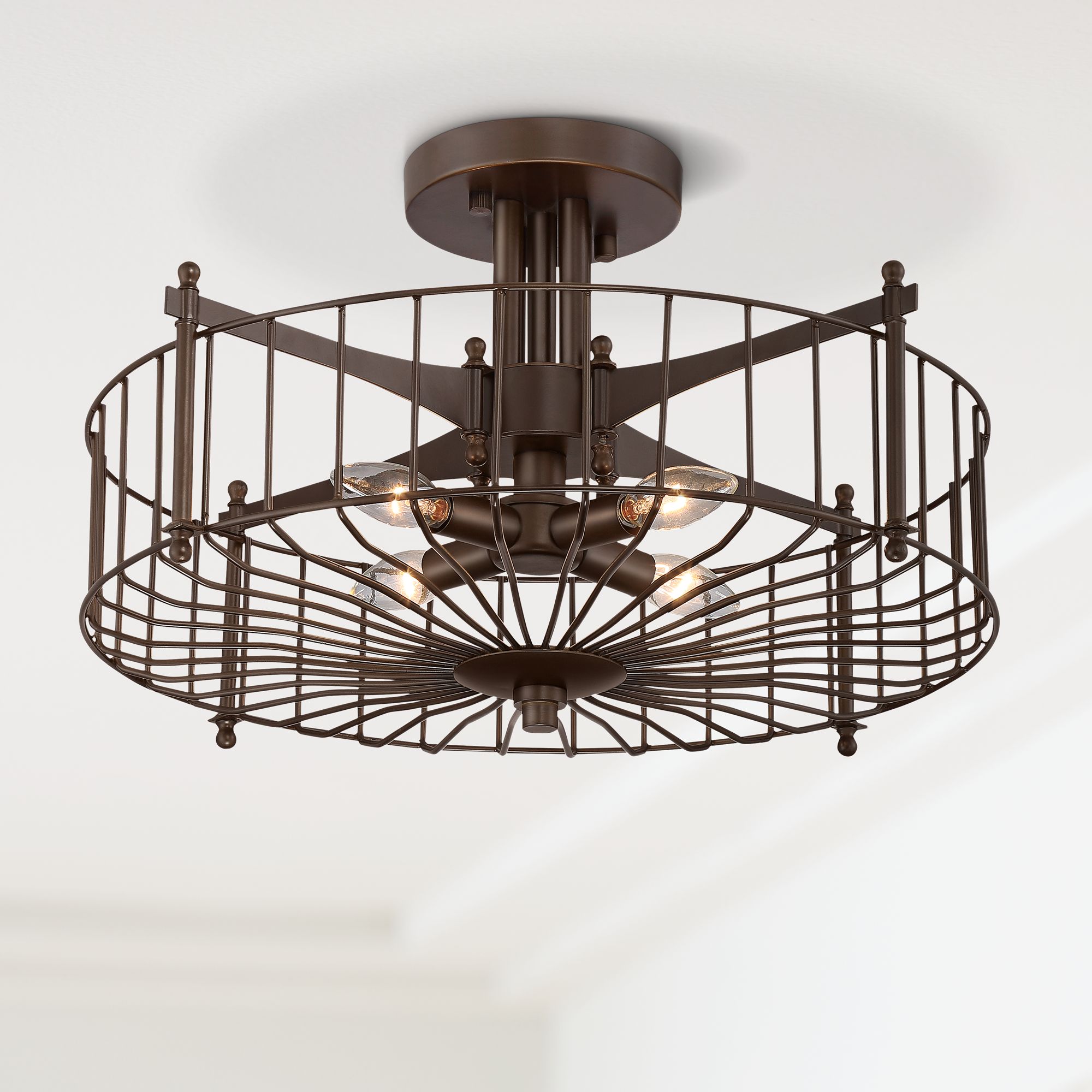 Morris 20 1/2" Wide Oil-Rubbed Bronze 4-Light Ceiling Light