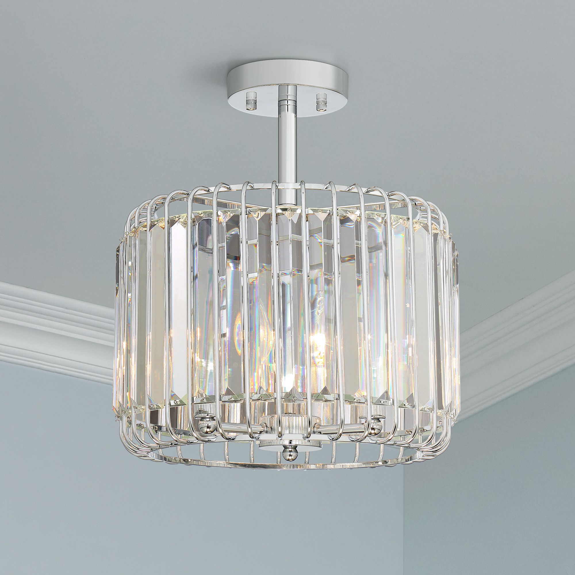 Possini Euro Deacon 13" Wide Crystal Ceiling Light