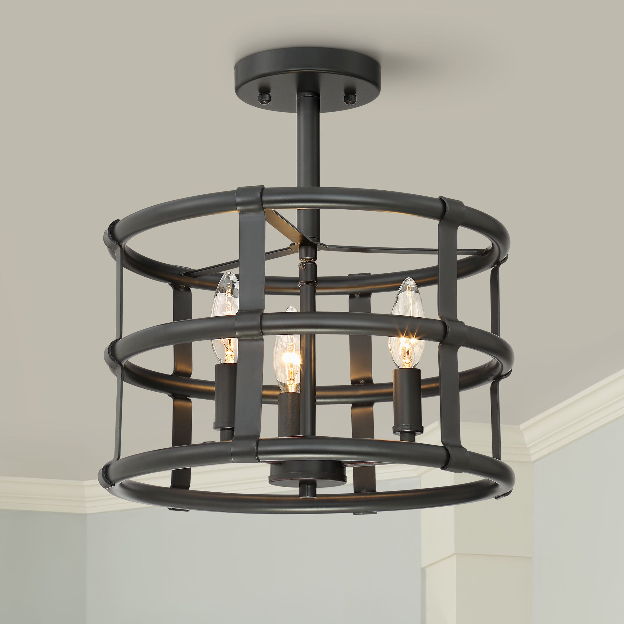 Possini Euro Markham 13" Wide Bronze 3-Light Ceiling Light