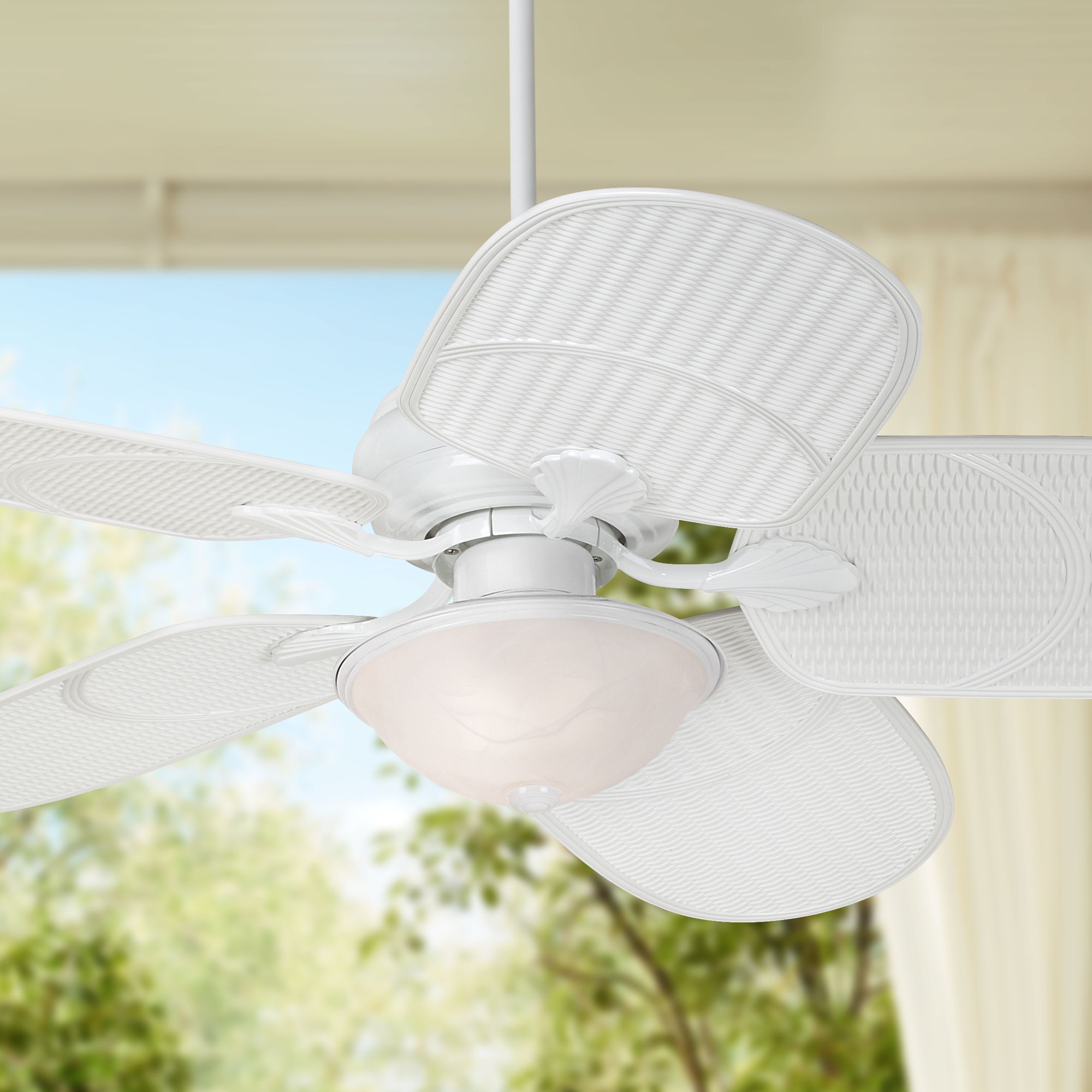 52" Casa Vieja Tropical White Outdoor LED Ceiling Fan