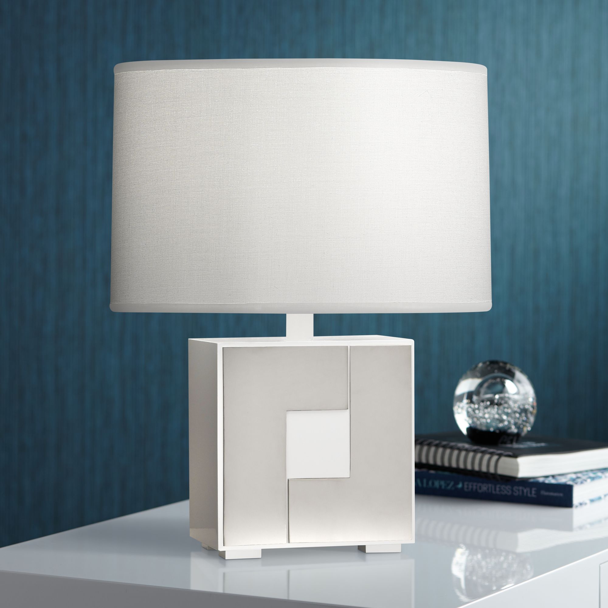 Robert Abbey Blox 15 1/2"H White Enamel Geometric Table Lamp