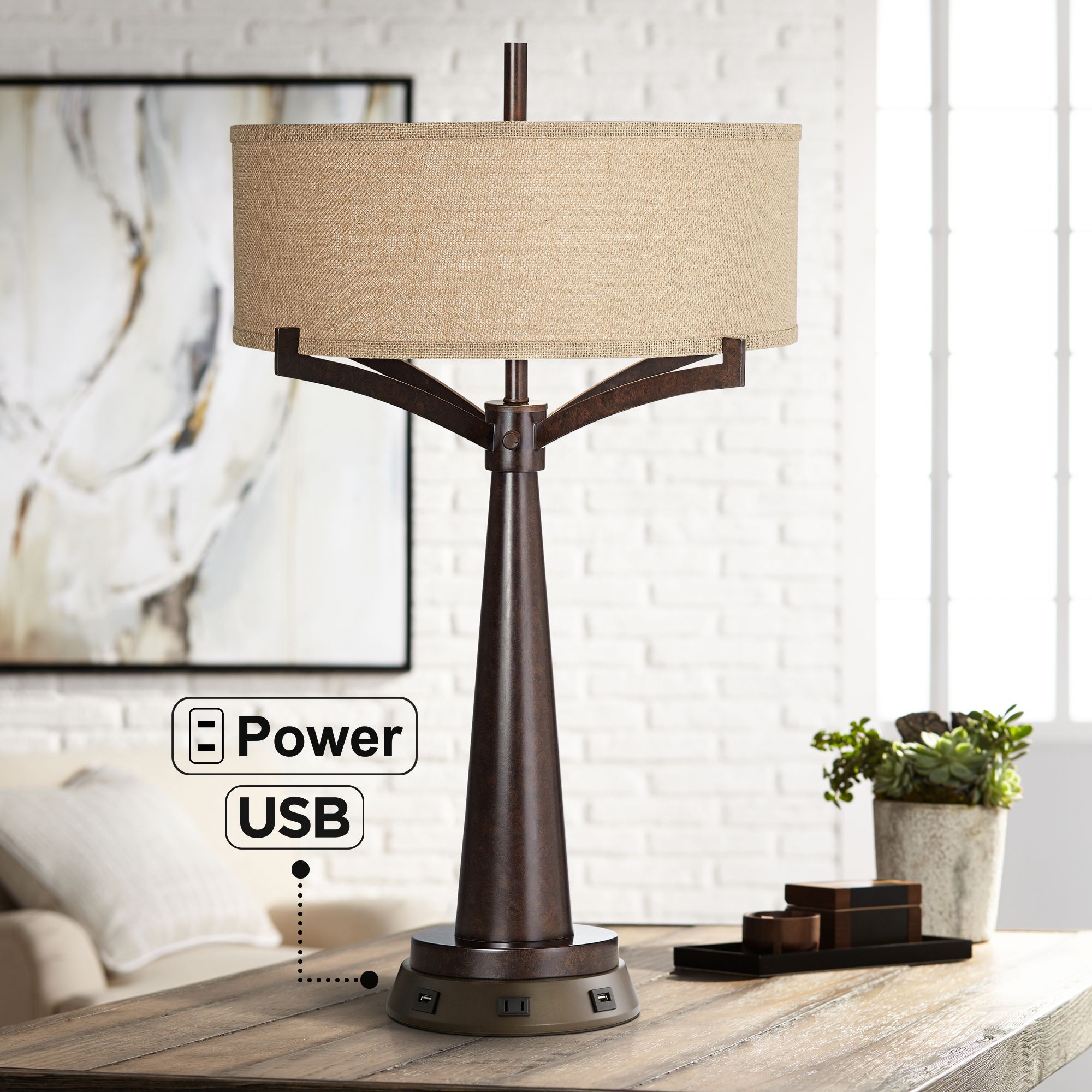 Tremont Bronze Iron Table Lamp with 