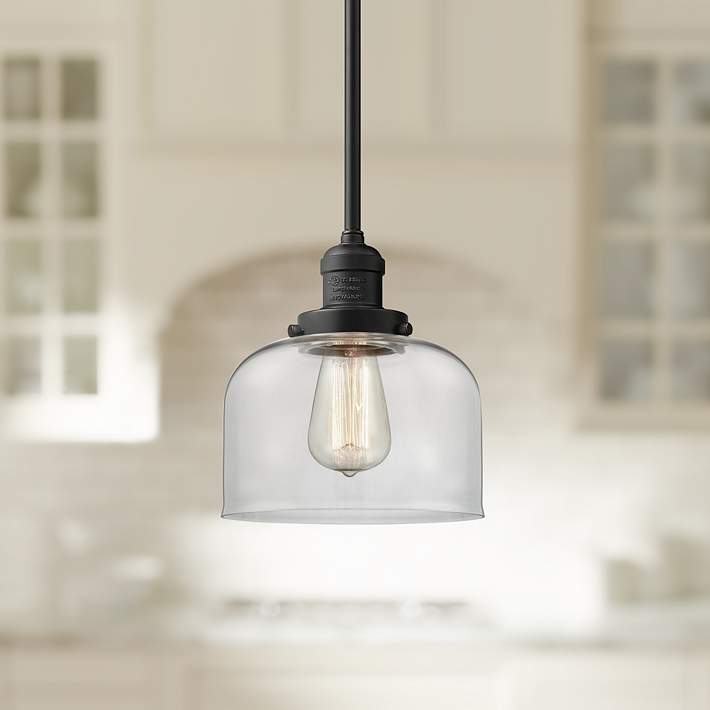 Large Bell 8 Wide Oil Rubbed Bronze, Oil Rubbed Bronze Pendant Lights For Kitchen