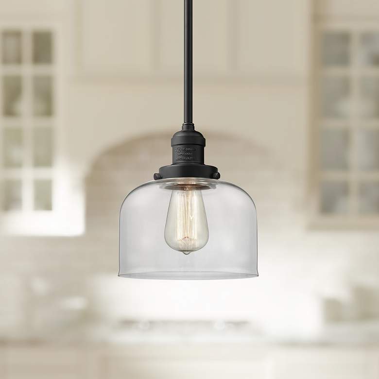 Large Bell 8&quot; Wide Oil-Rubbed Bronze Swiveling Mini Pendant