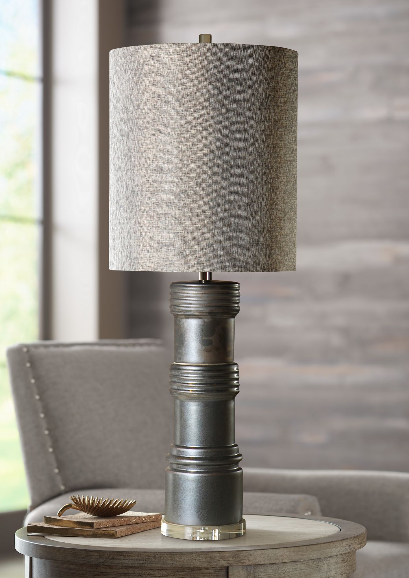 gray ceramic table lamp