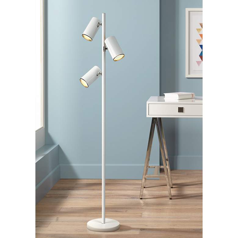 White Three-Light Tree Floor Lamp