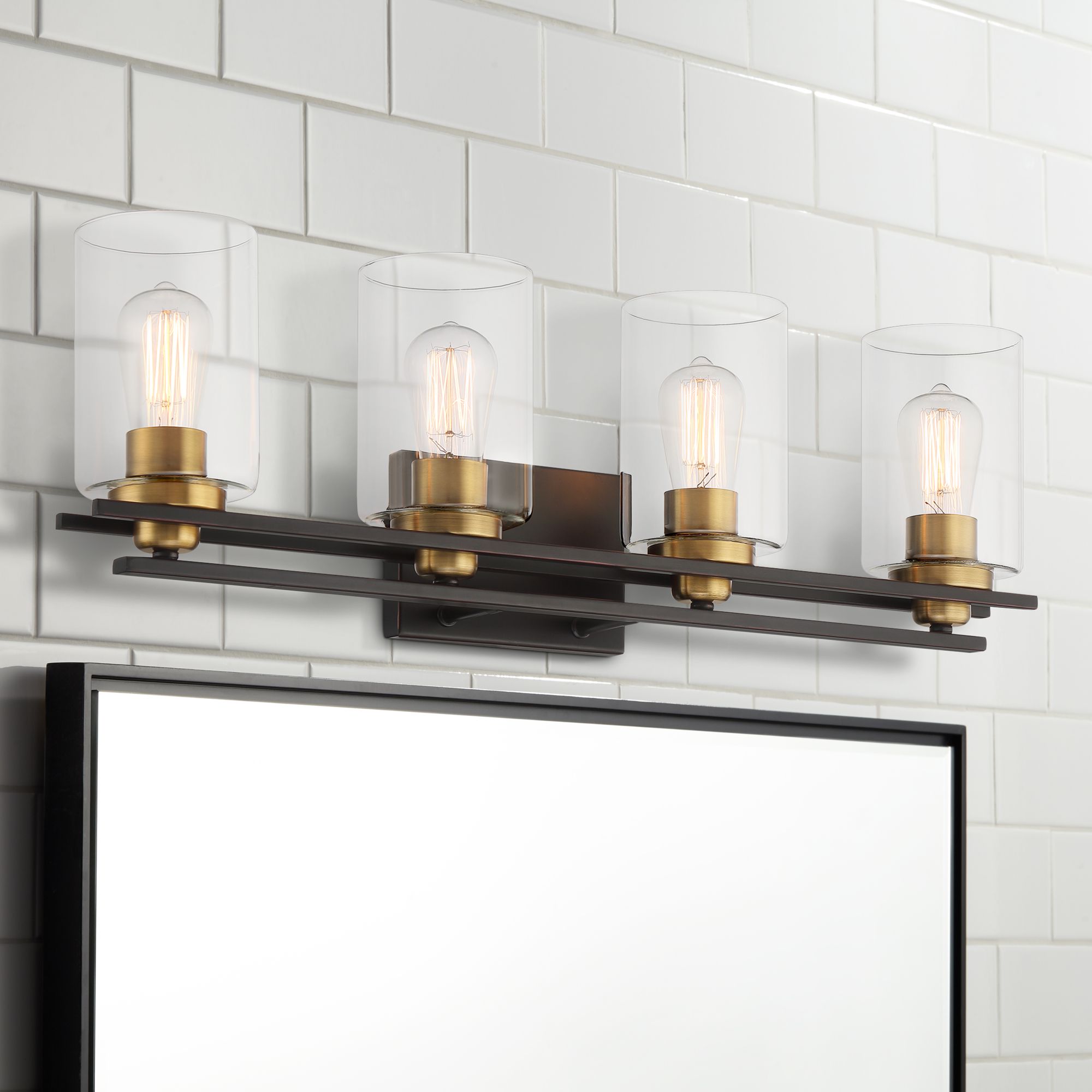 Possini Euro Demy 27"W Bronze and Gold 4-Light Bath Light