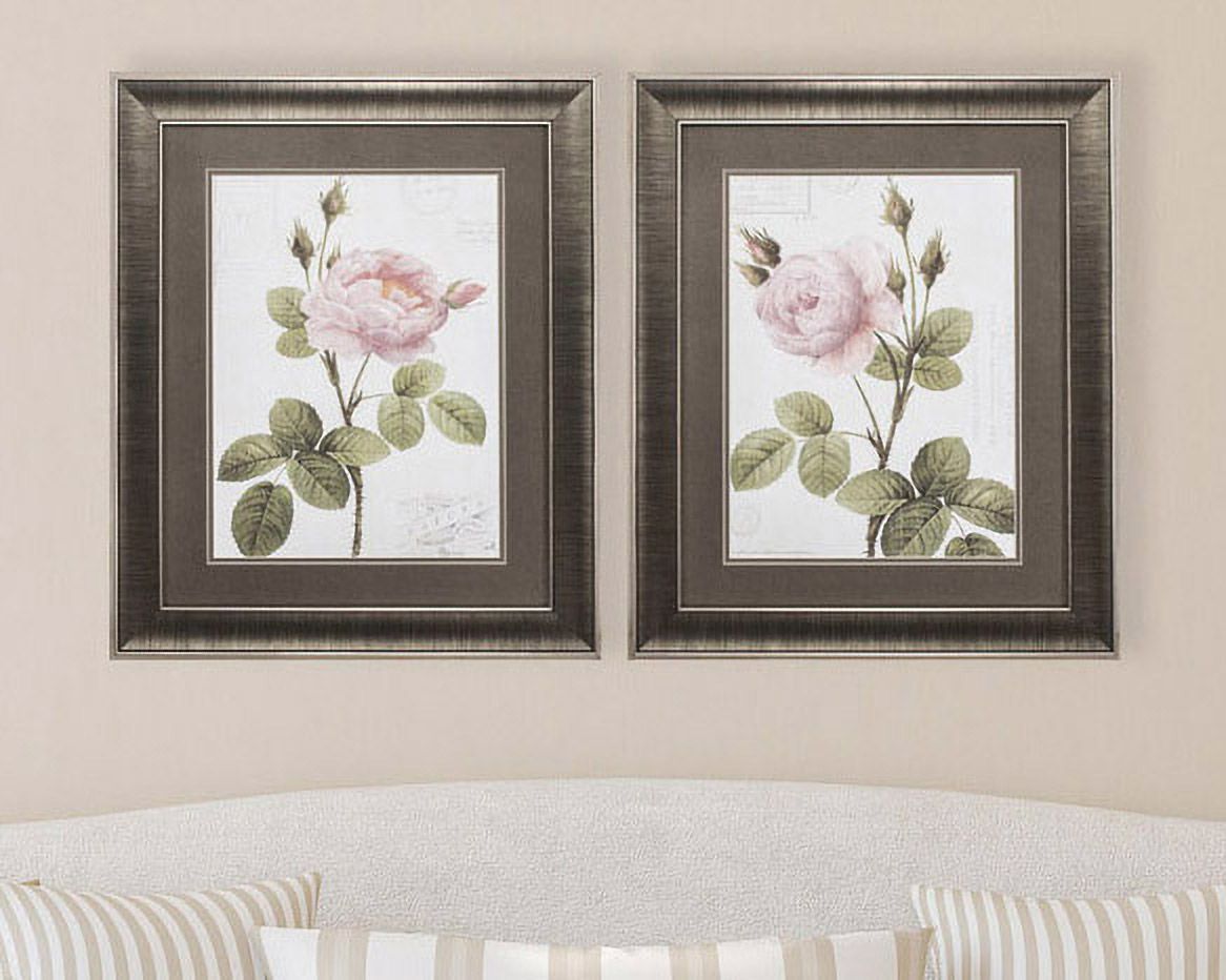 Boutique Fleurs 24"H 2-Piece Framed Wall Art Print Set