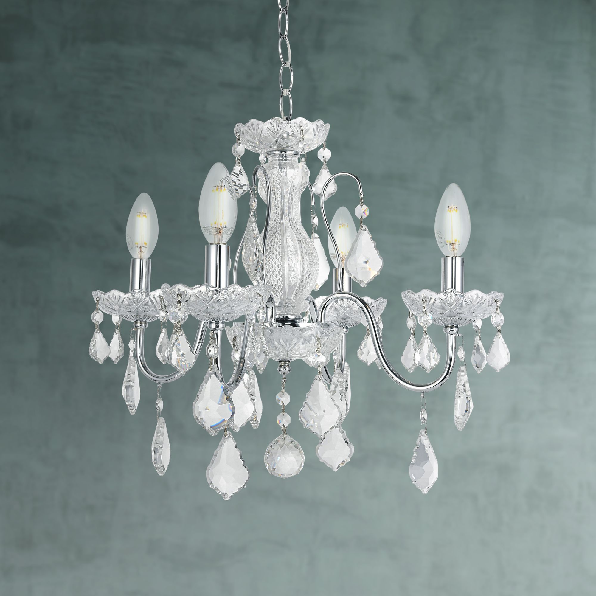 St. Francis 17" Wide Chrome and Crystal 4-Light Chandelier