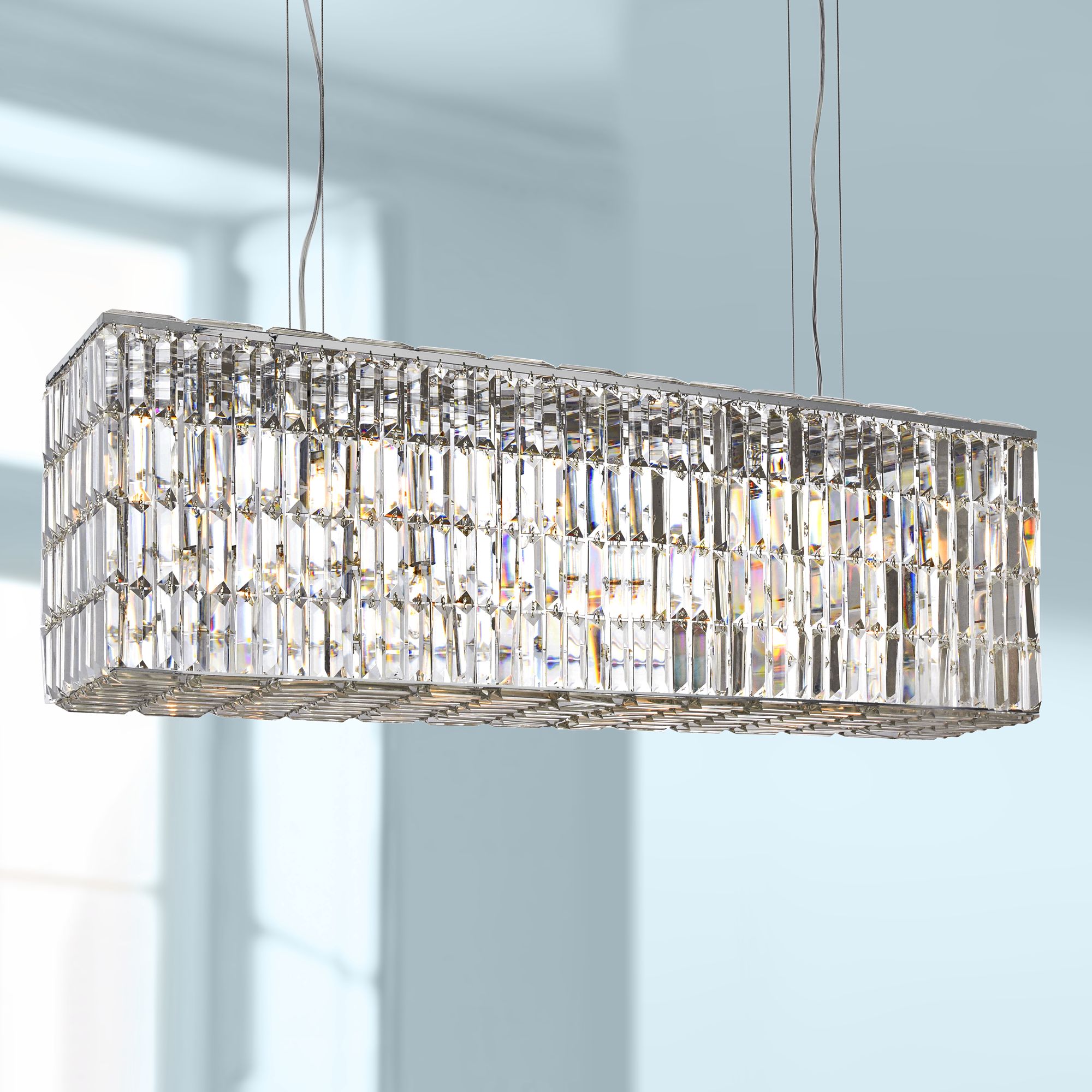 Maxime 44"W Chrome Crystal Kitchen Island Light Chandelier