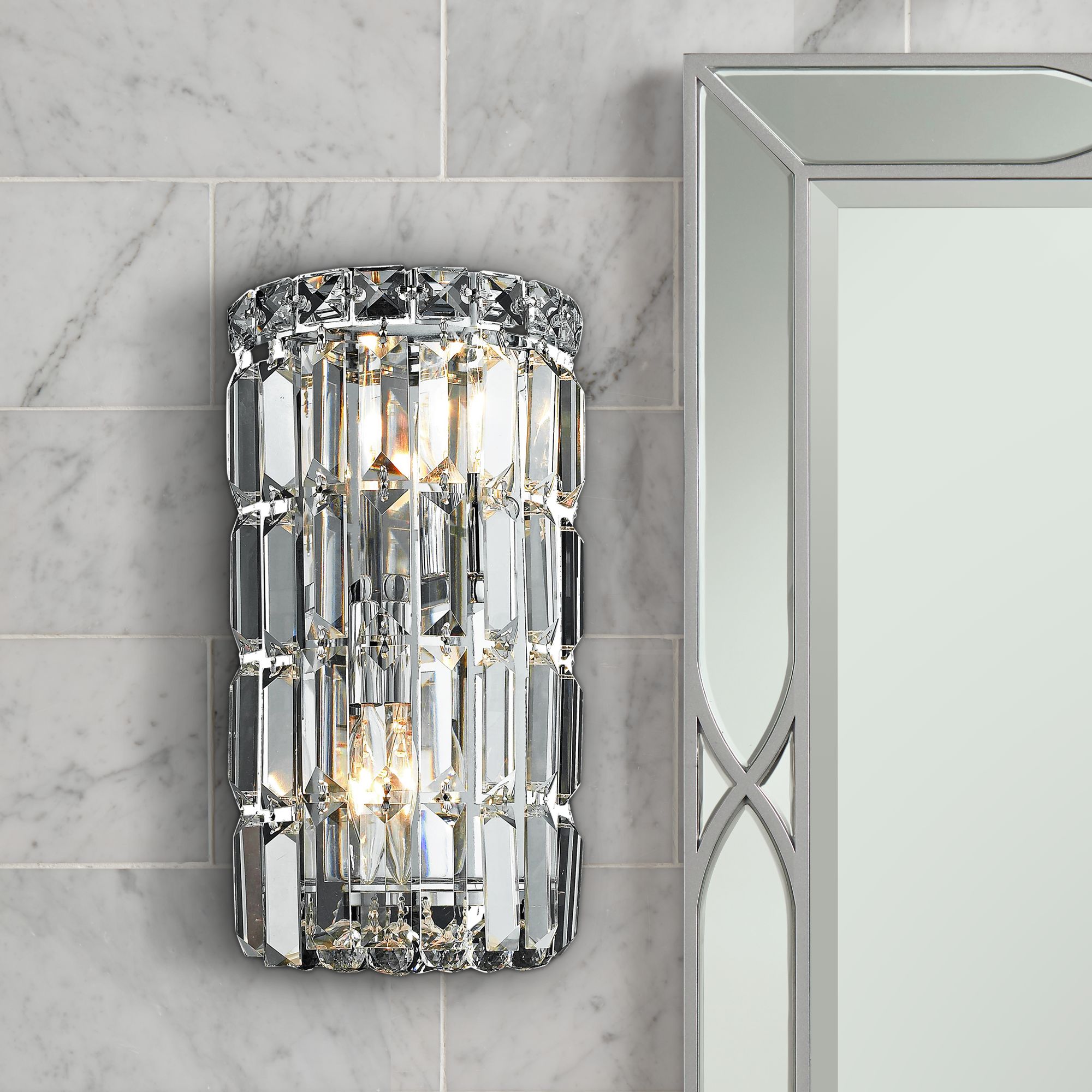 Maxime 12" High Chrome and Clear Crystal Wall Sconce