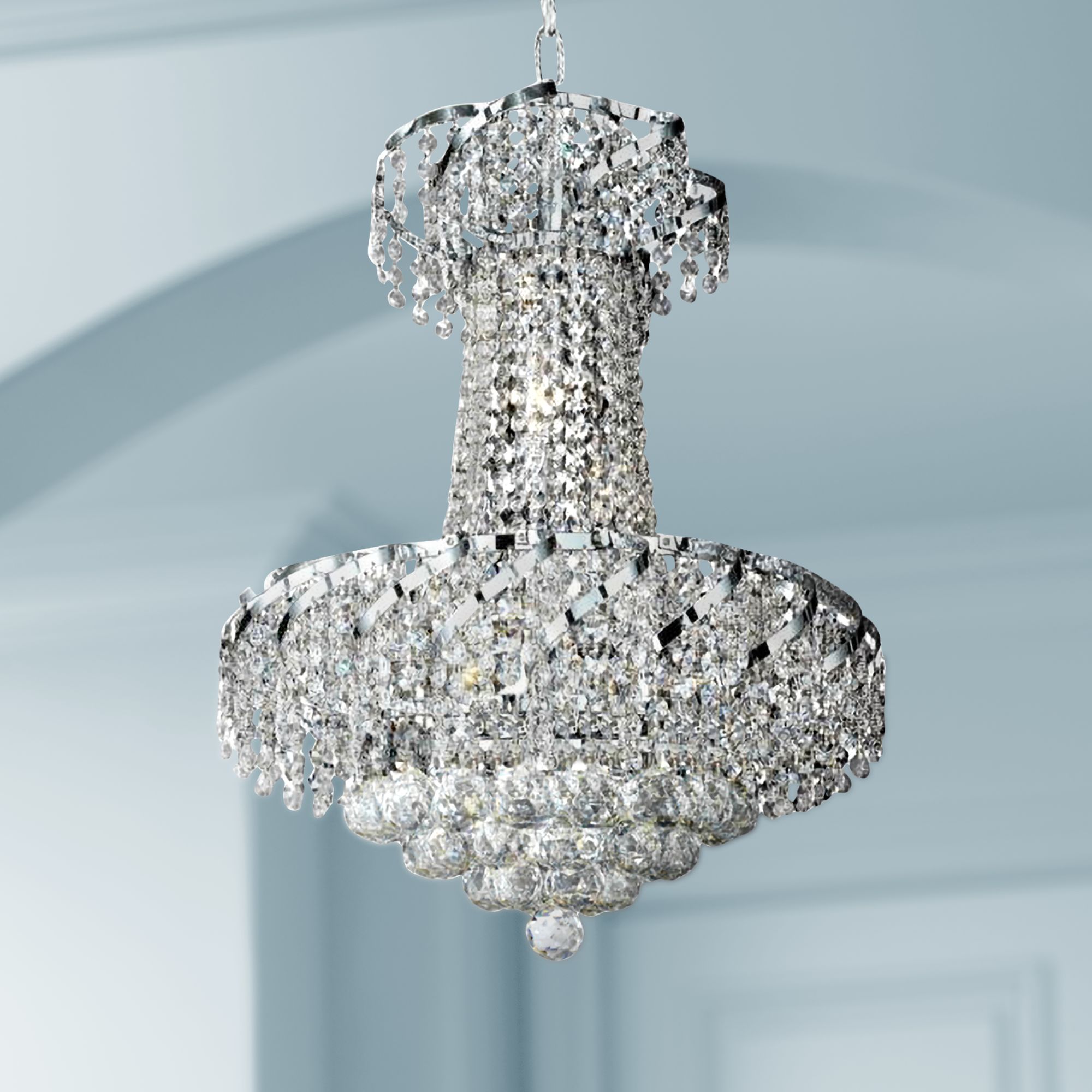Belenus 18" Wide Chrome and Crystal Chandelier