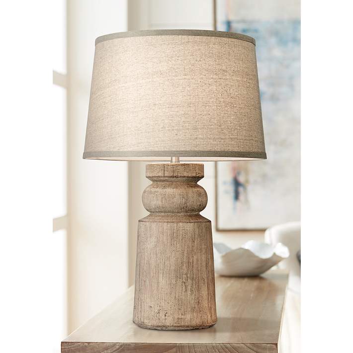 Totem Natural Faux Wood Table Lamp, Wood Base Table Lamp