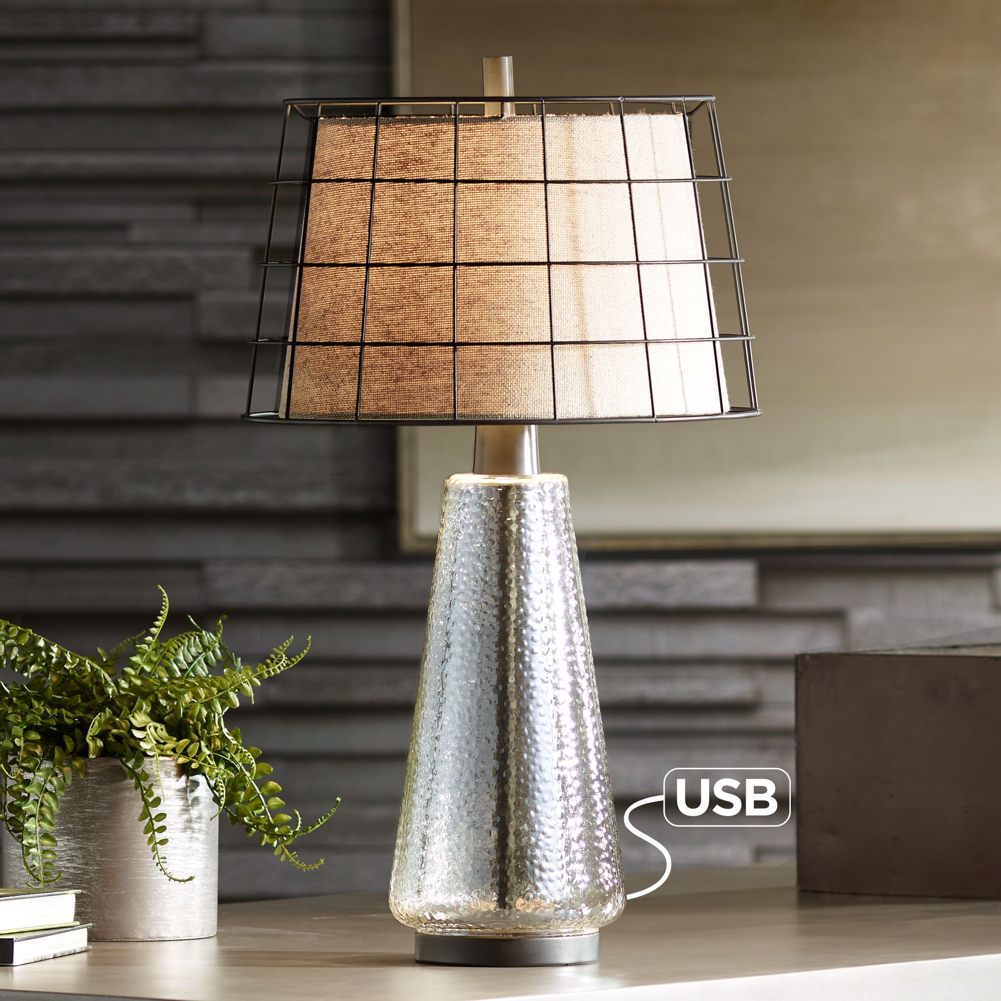 seeded glass table lamp