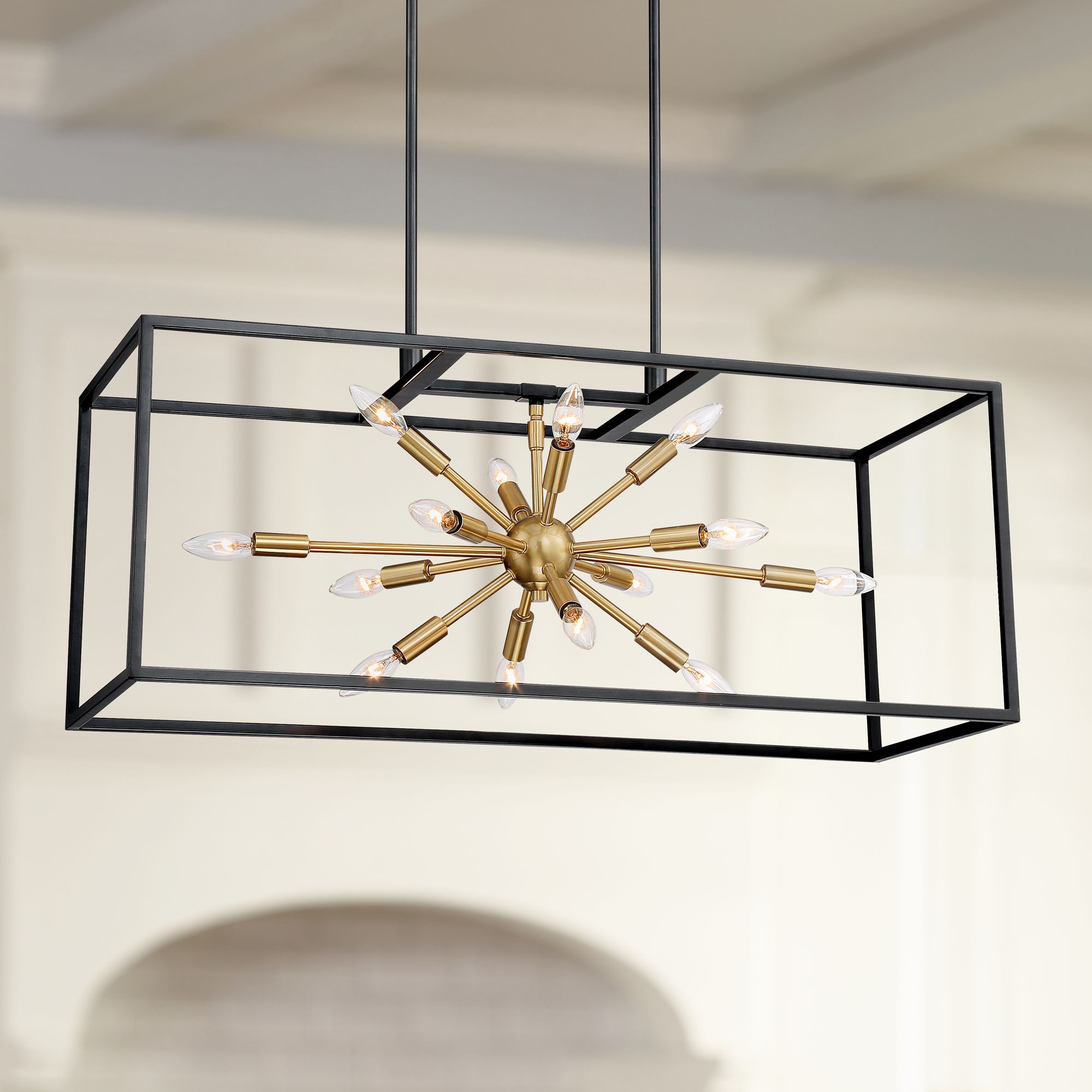 Weber 36" Wide Black Sputnik Kitchen Island Light Chandelier