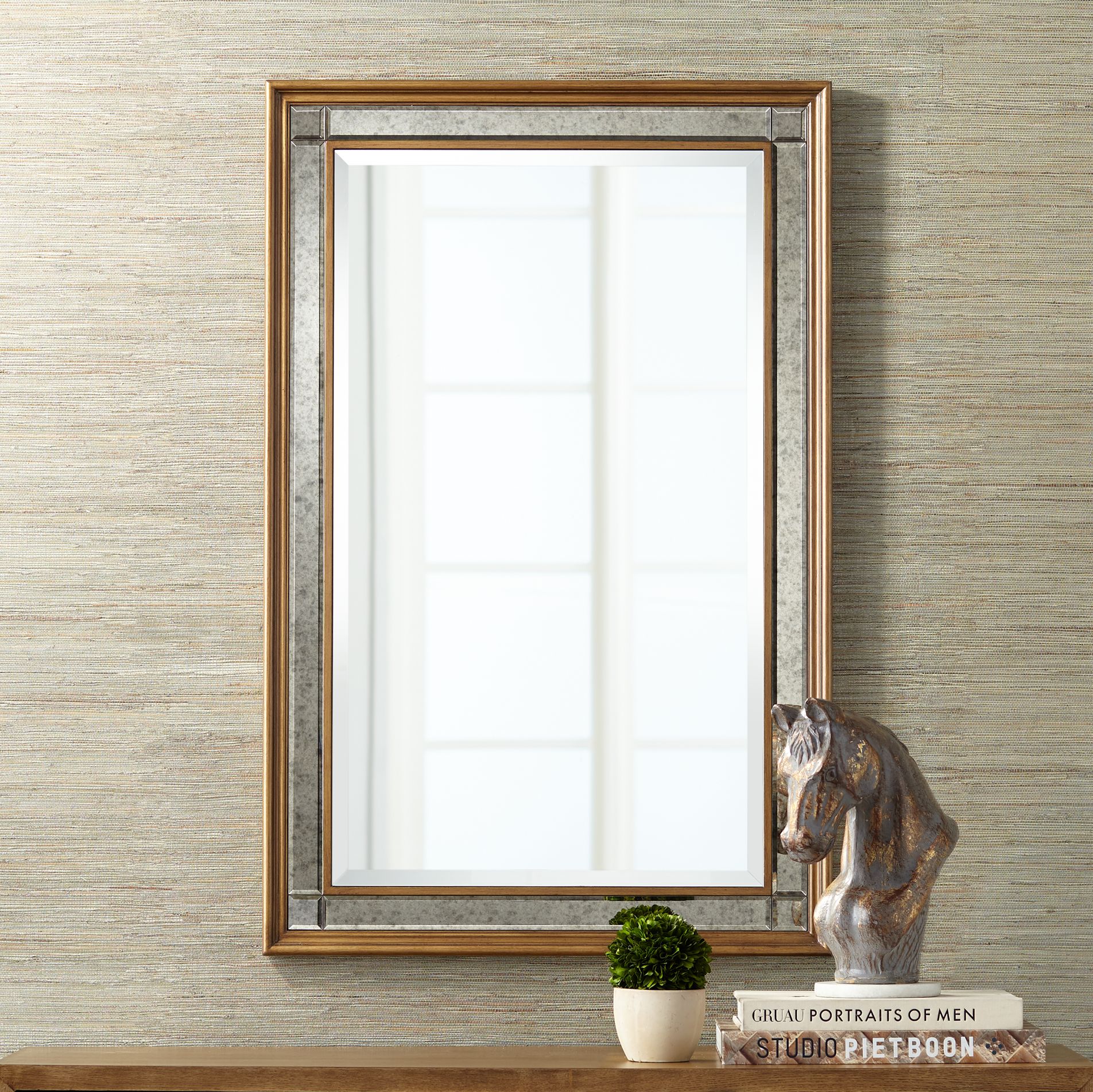 Tolga Antique Gold 26" x 40" Rectangular Wall Mirror