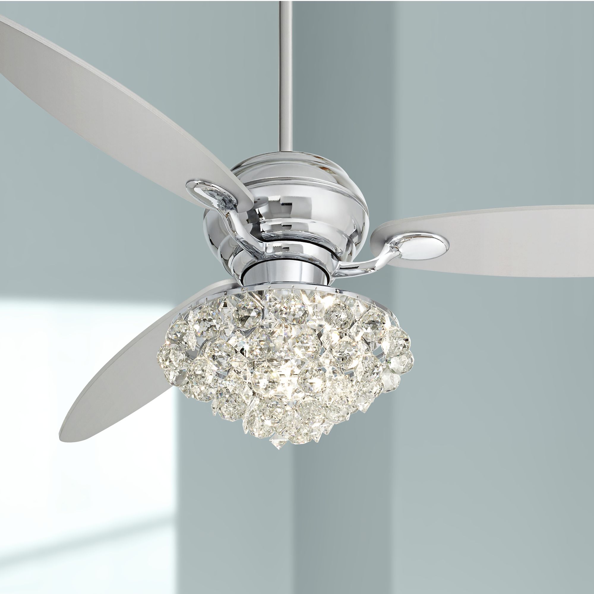 60" Casa Spyder Polished Chrome and Crystal LED Ceiling Fan