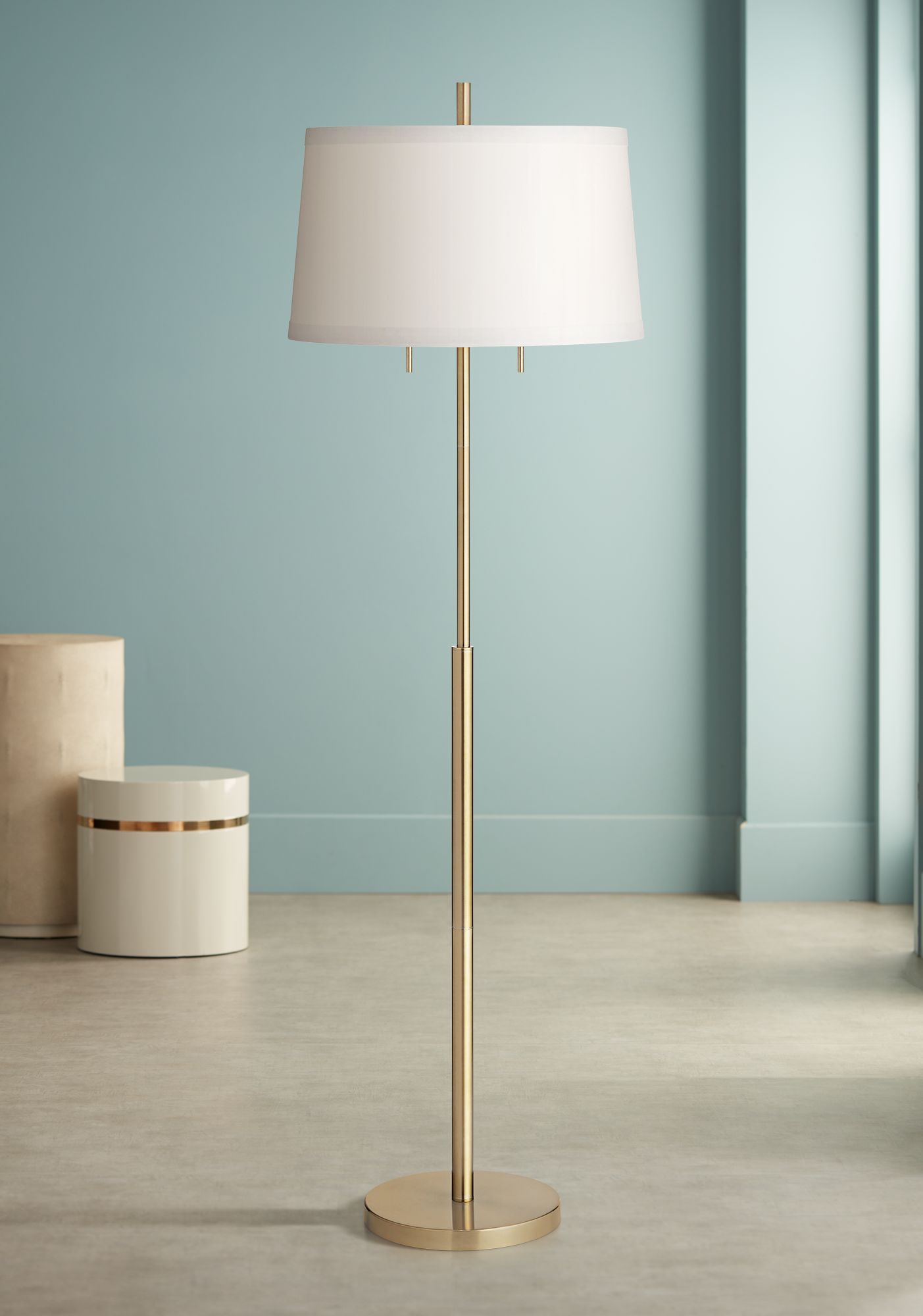 Possini Euro Nayla Brass Finish Steel Floor Lamp