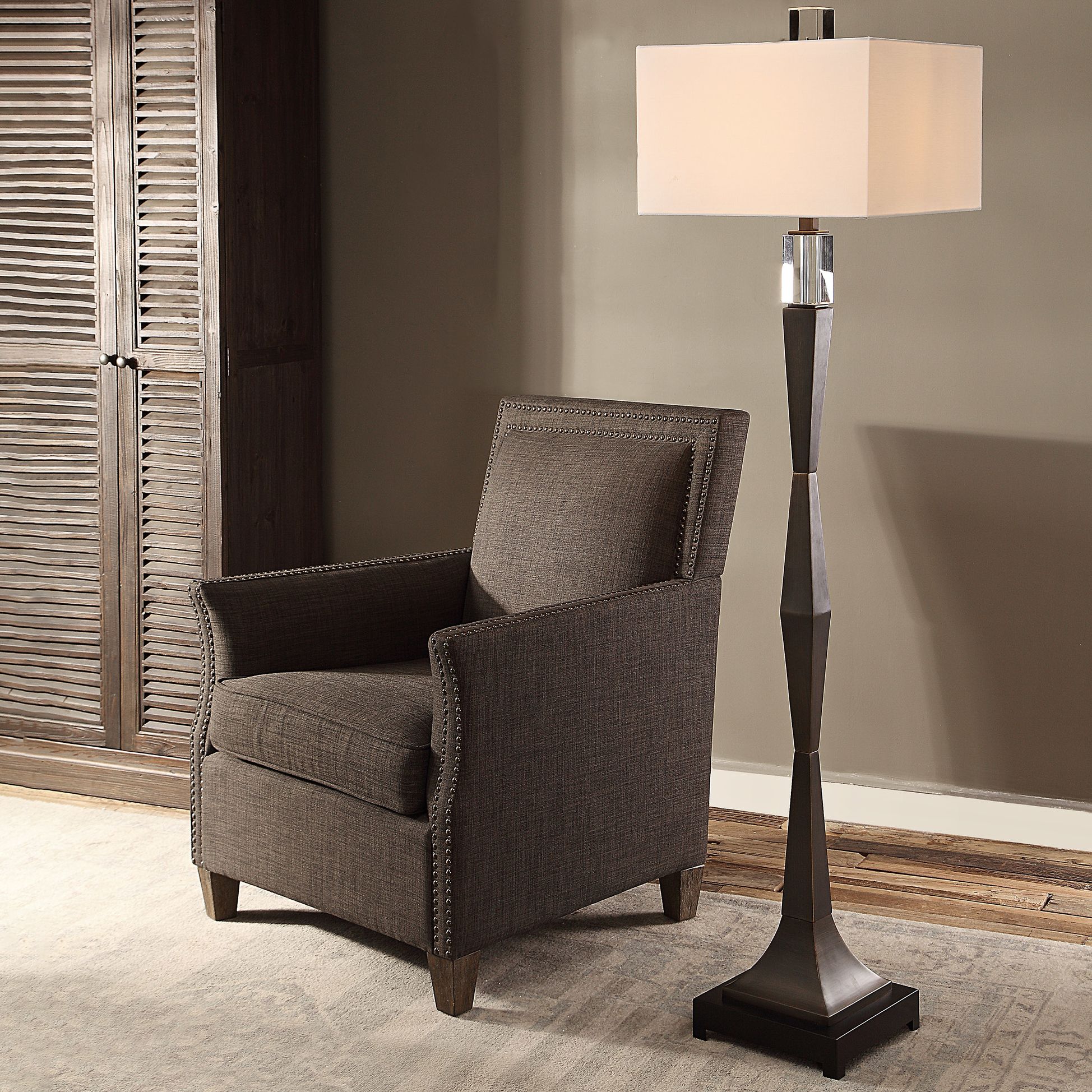 Uttermost Bralon Dark Bronze Geometric Floor Lamp