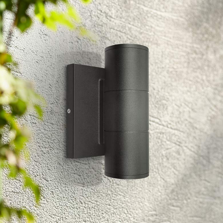 Metro 6 3/4&quot; High Matte Black Dual LED Outdoor Wall Light