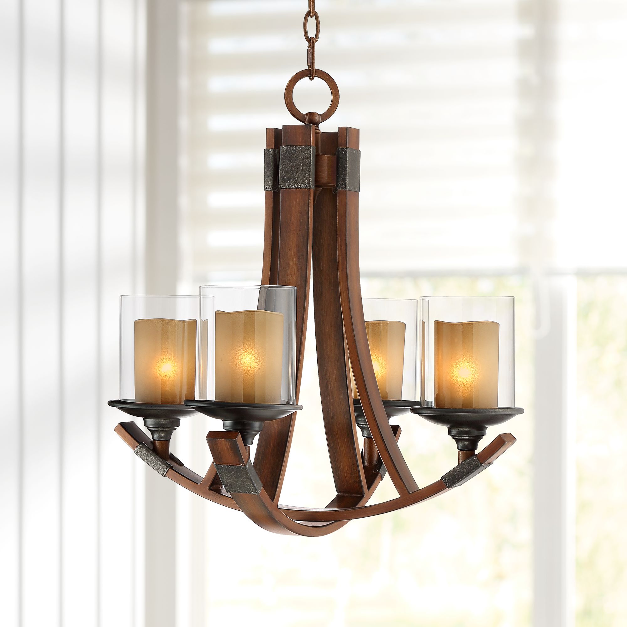 Tafford 21" Wide Mahogany Curving 4-Light Chandelier