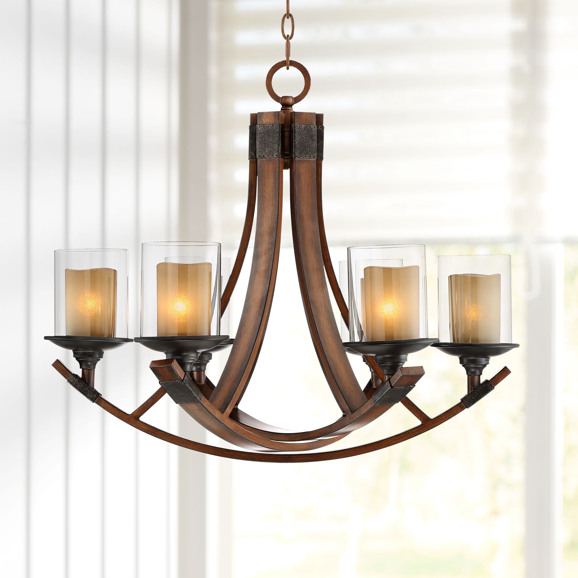 Tafford 27 1/2" Wide Mahogany Curving 6-Light Chandelier