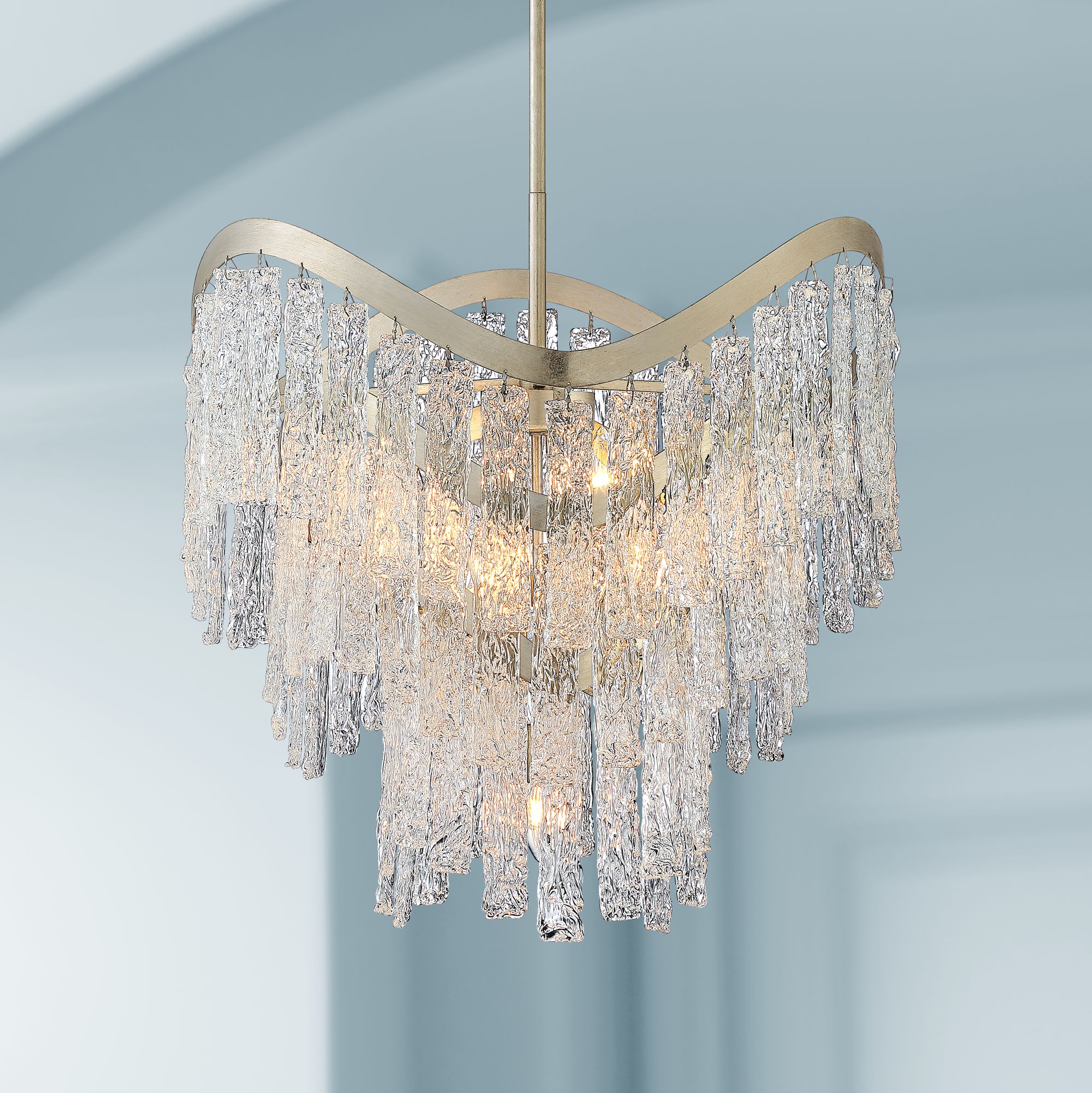 Ursula 24 3/4" Wide Silver Leaf and Crystal Pendant Light