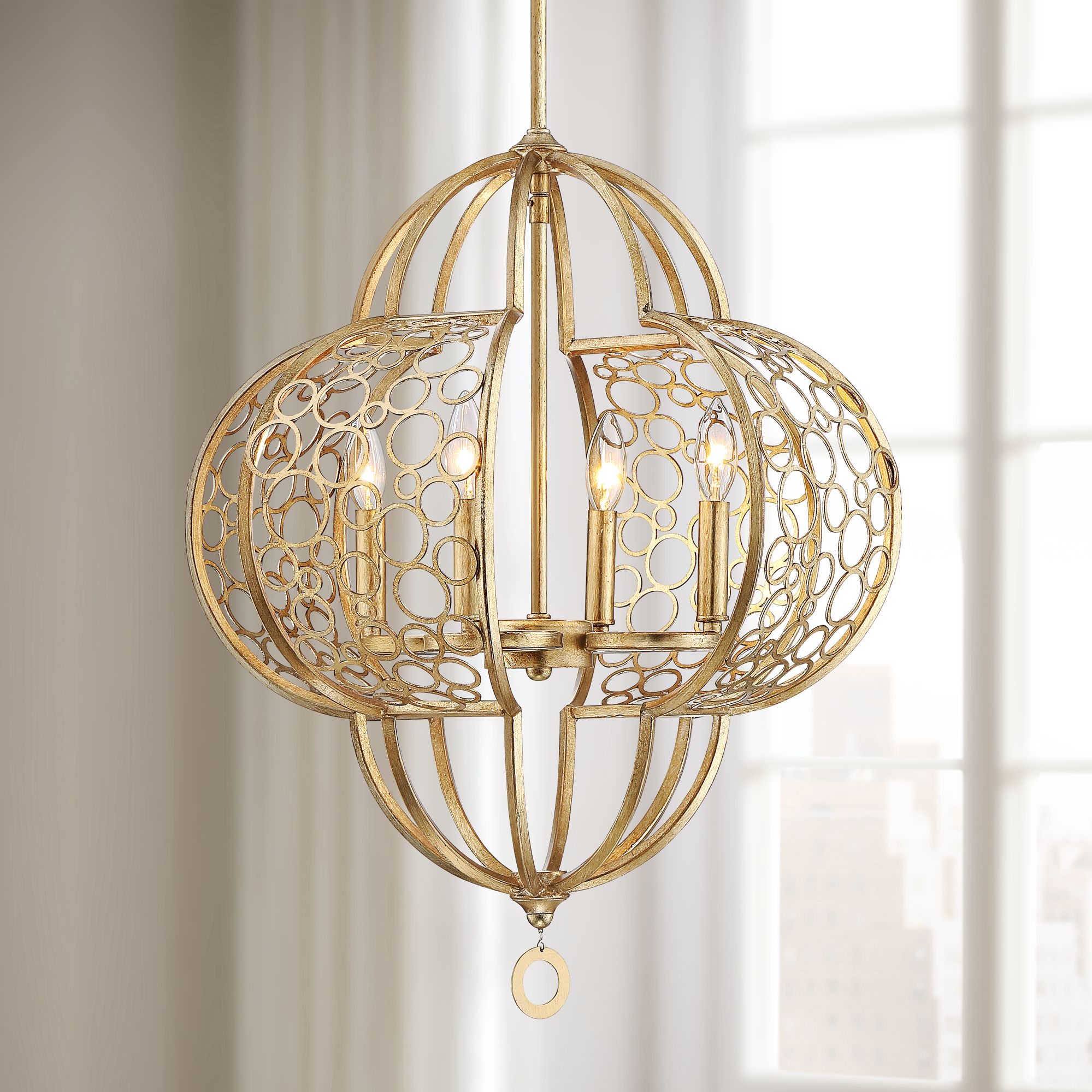 Rodeo 19 3/4" Wide Gold-Toned Antique Silver Leaf Chandelier