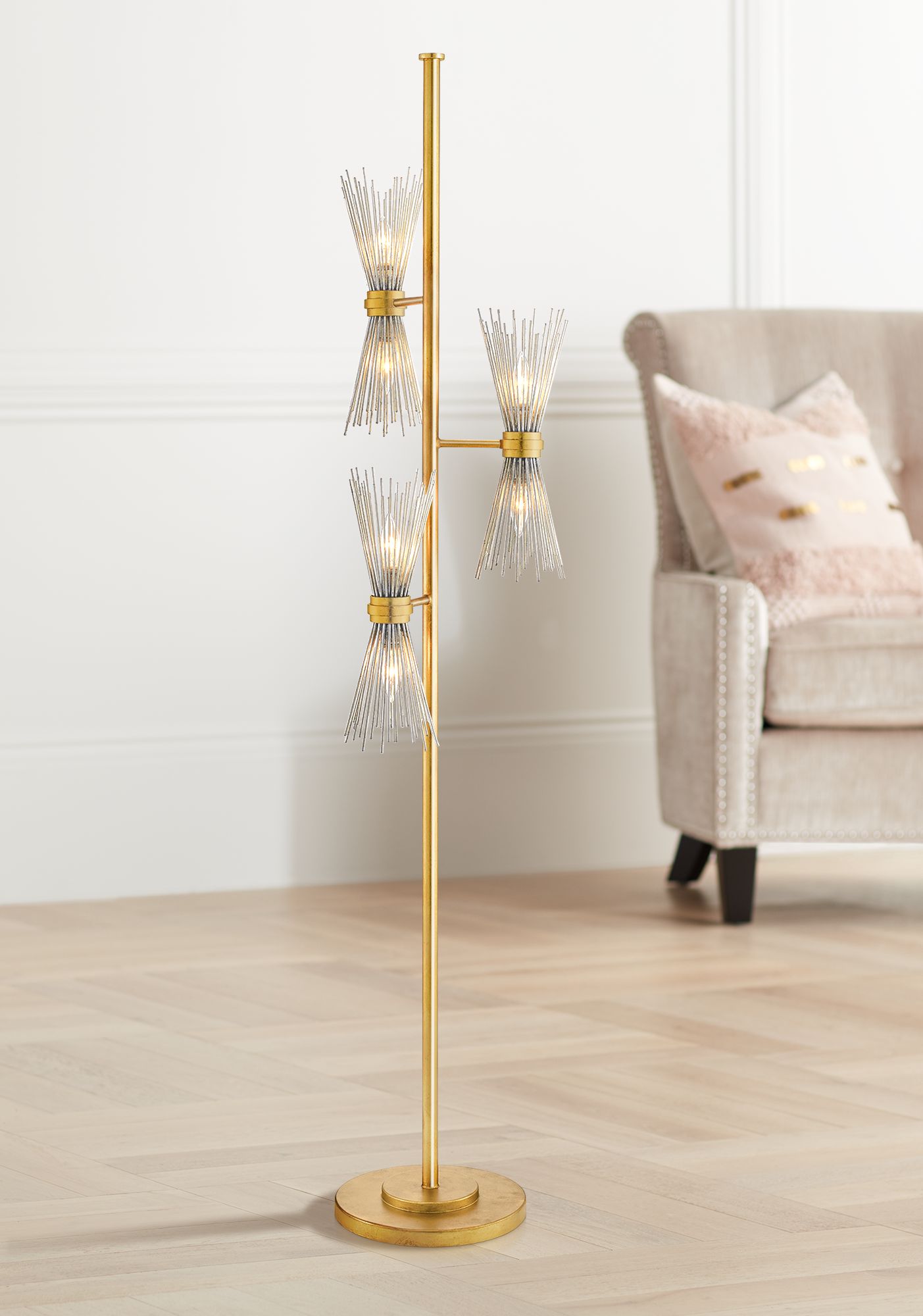 Currey and Company Novatude Antique Gold Leaf Floor Lamp