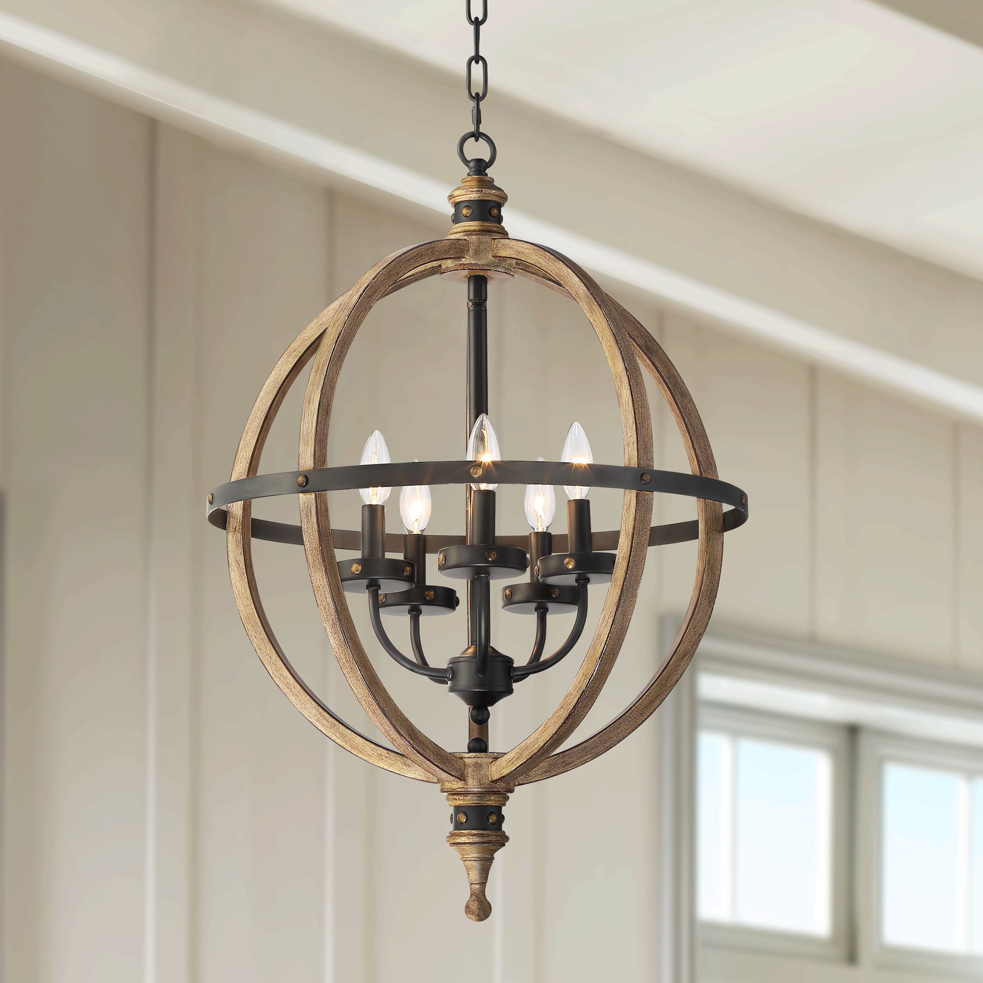 Rotunda 20" Wide Black 5-Light Orb Pendant Light