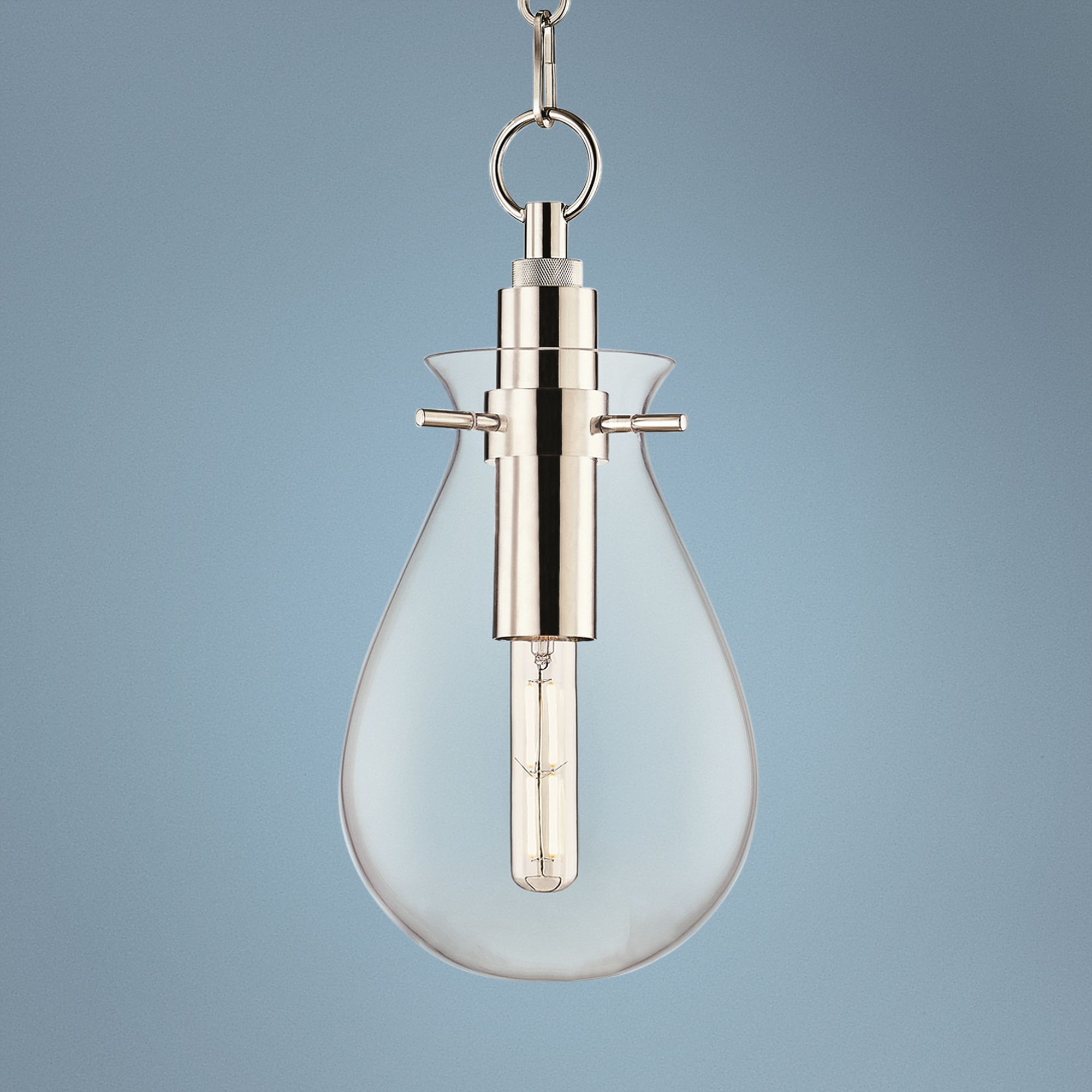 Ivy 7 1/2"W Polished Nickel LED Mini Pendant w/ Clear Glass
