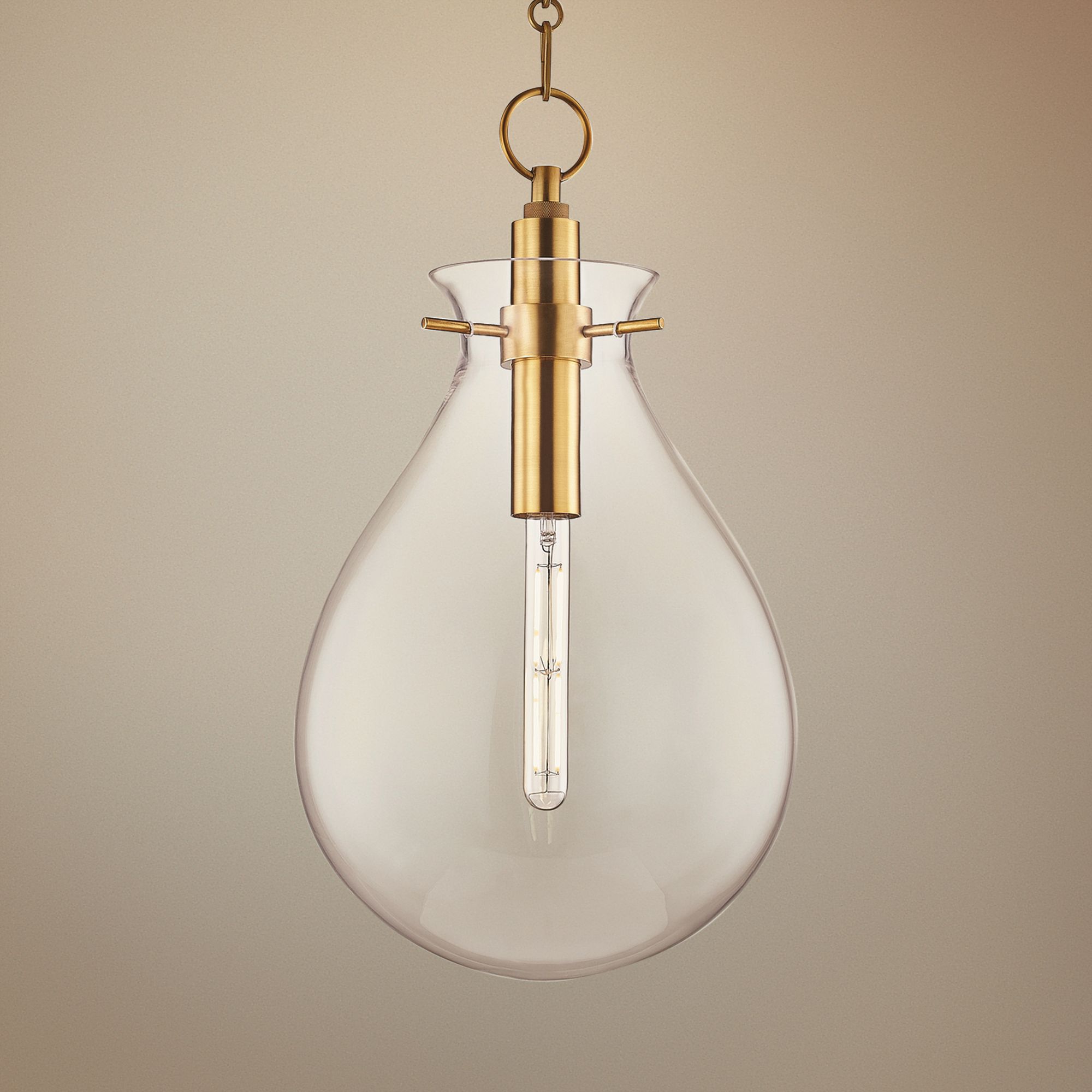Ivy 12 1/2" Wide Aged Brass LED Pendant Light w/ Clear Glass