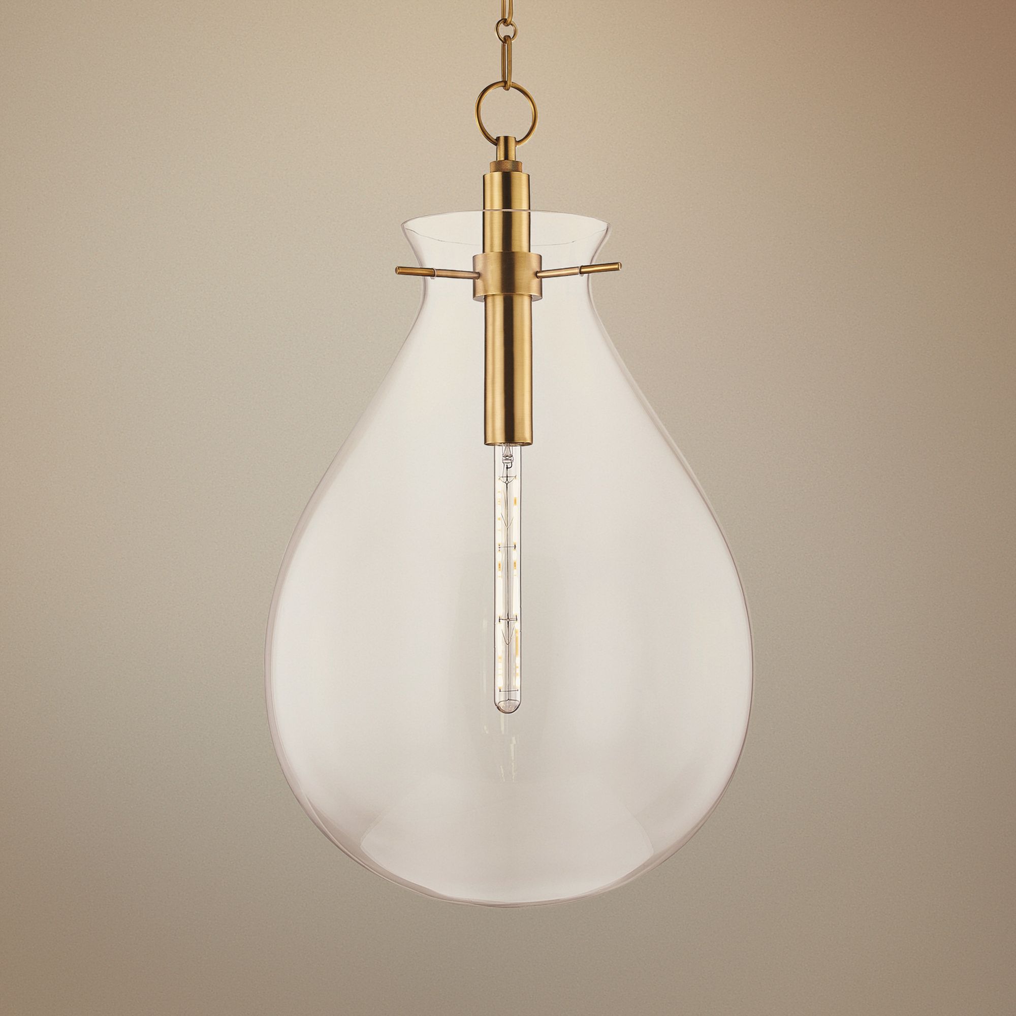 Ivy 18" Wide Aged Brass LED Pendant Light with Clear Glass