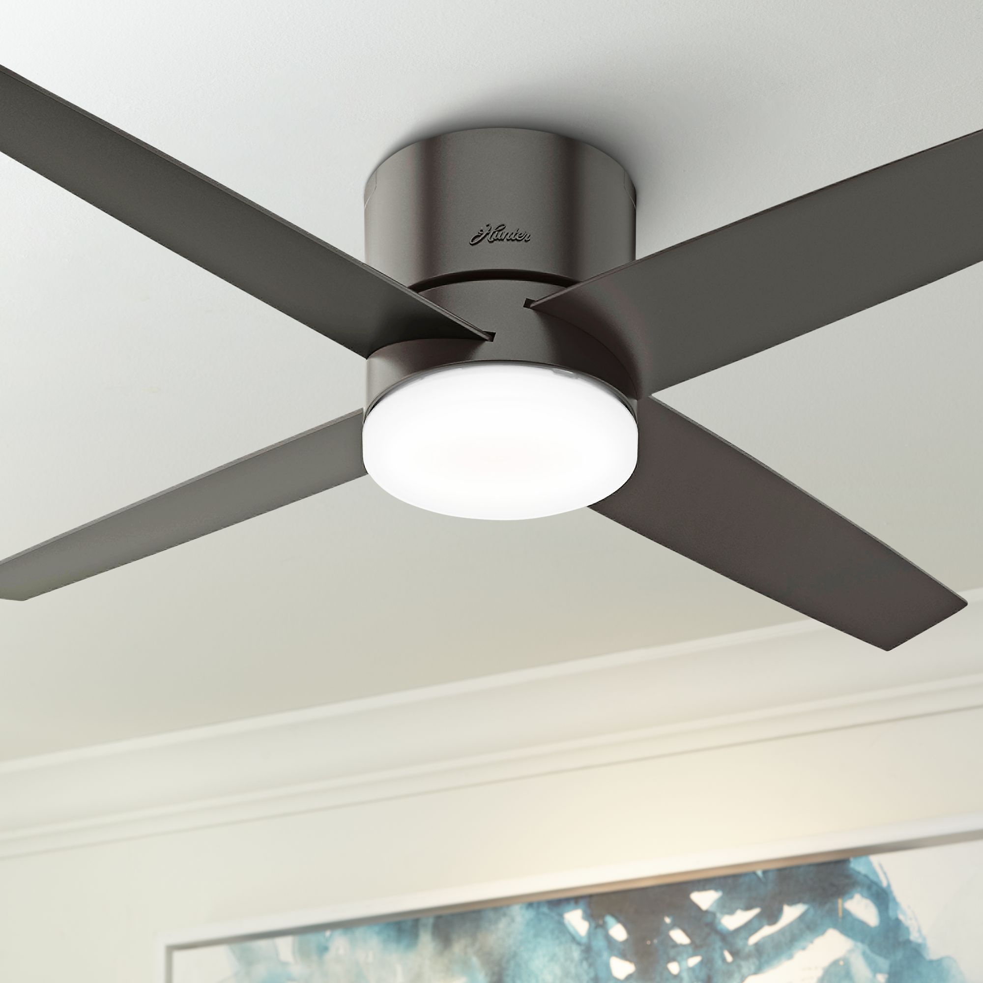 54 Hunter Advocate Noble Bronze Led Hugger Ceiling Fan