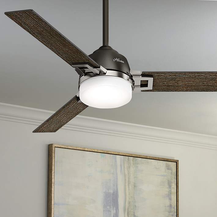 48 Hunter Leoni Brushed Nickel Noble, Hunter Leoni Indoor Ceiling Fan With Led Light And Remote Control