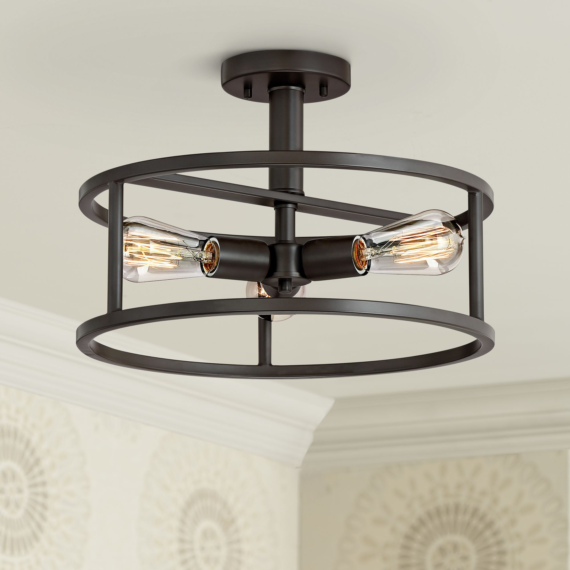 Quoizel New Harbor 15 W Western Bronze 3 Light Ceiling Light