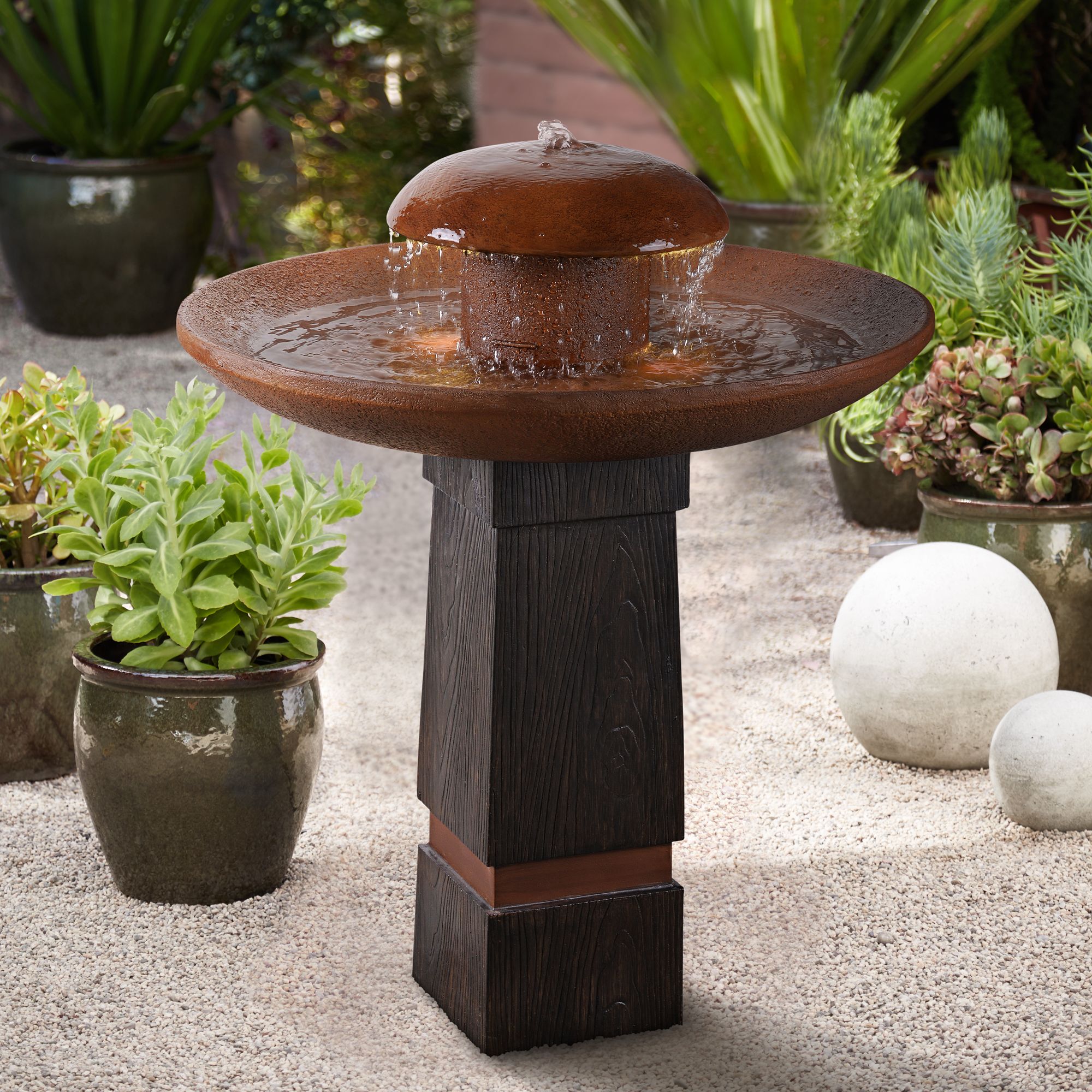 Oswego 31 1/2" High Rustic Modern Rain Fountain with Light 66K65
