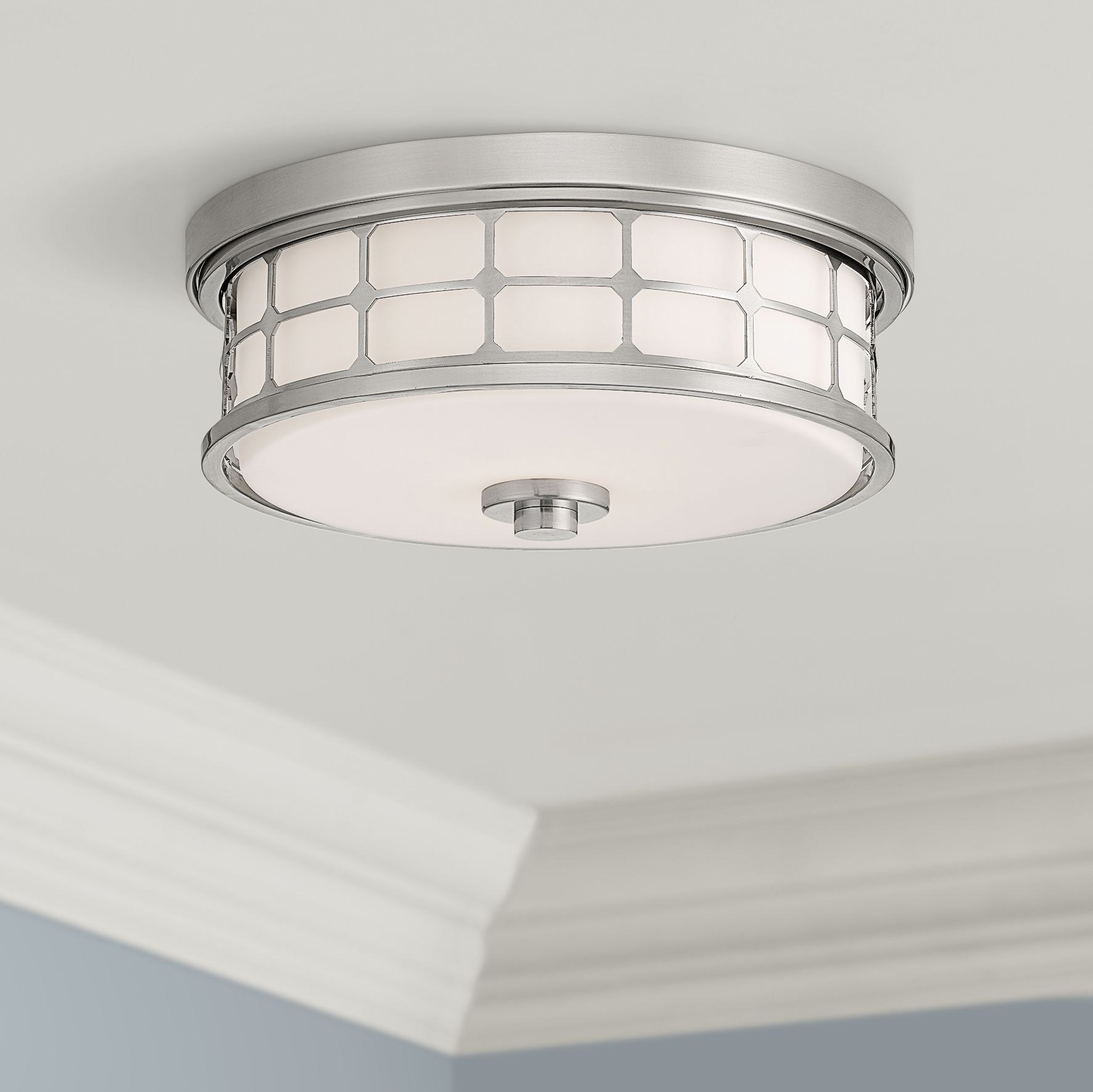 Quoizel Guardian 13 1/2" Wide Brushed Nickel Ceiling Light