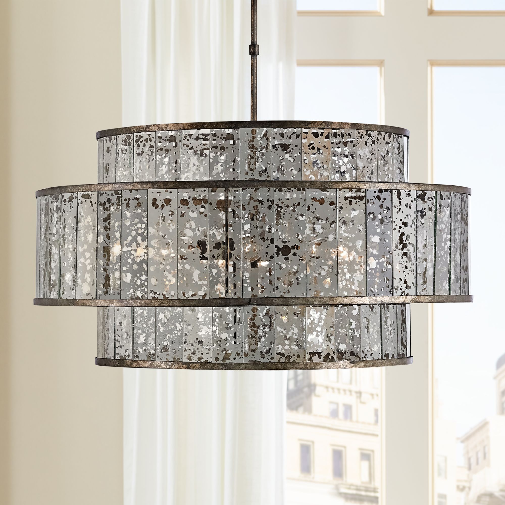 Fantine 30" Wide Pyrite Bronze and Raj Mirror Chandelier